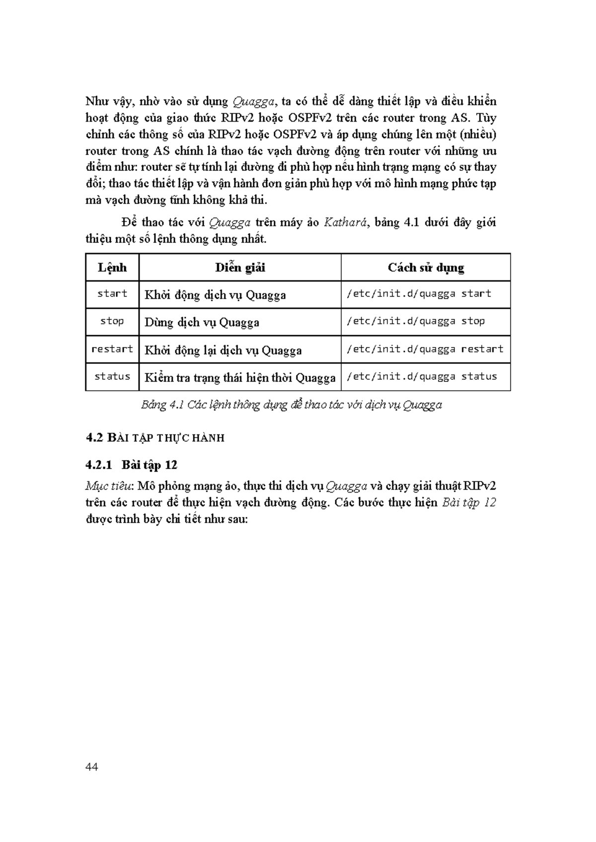 Hướng Dẫn Thực Hành Bài Tập 12: Mô Phỏng Mạng với Quagga (CS123) - Studocu