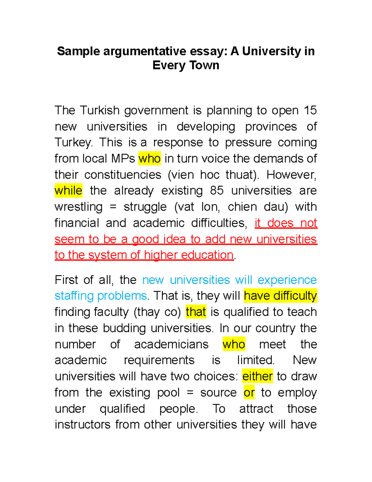 Sample Argumentative Essay - This is a response to pressure coming from ...