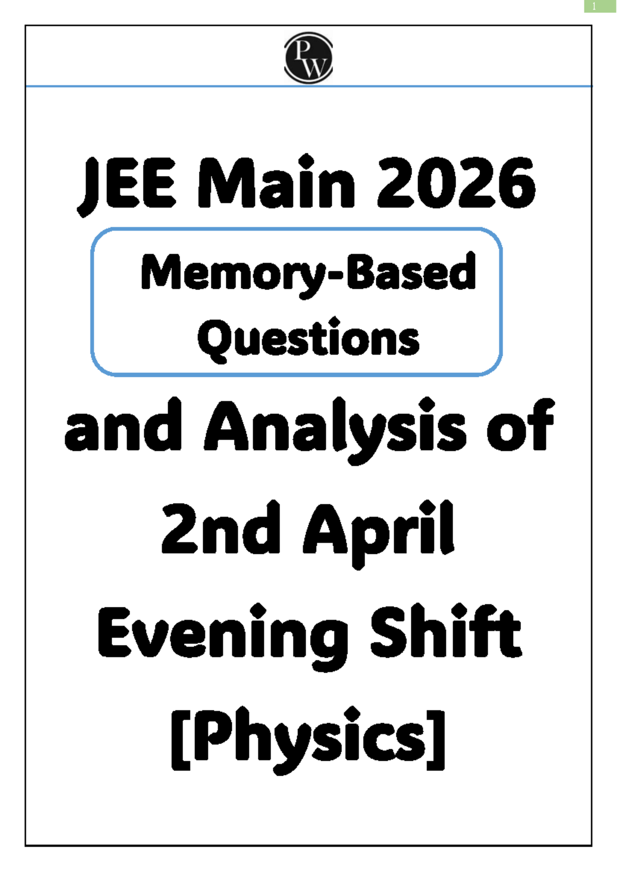 JEE Main 2026 Physics Paper Discussion: Attempt 2, Shift 2 Analysis ...