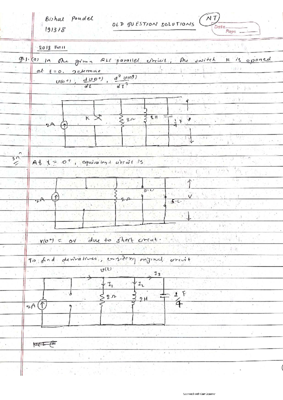 NT 2018 Fall Assignment: RLC Circuit Solutions and Analysis - Studocu