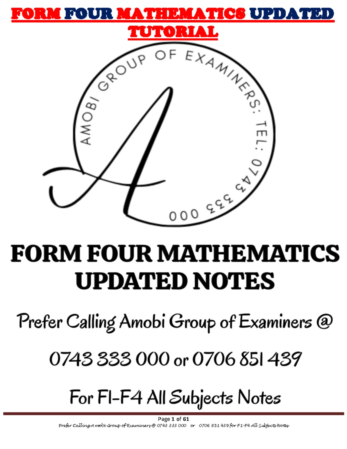 F4 I.R.E Updated Notes - Summary - Page 1 of 22 FORM FOUR I.R UPDATED ...