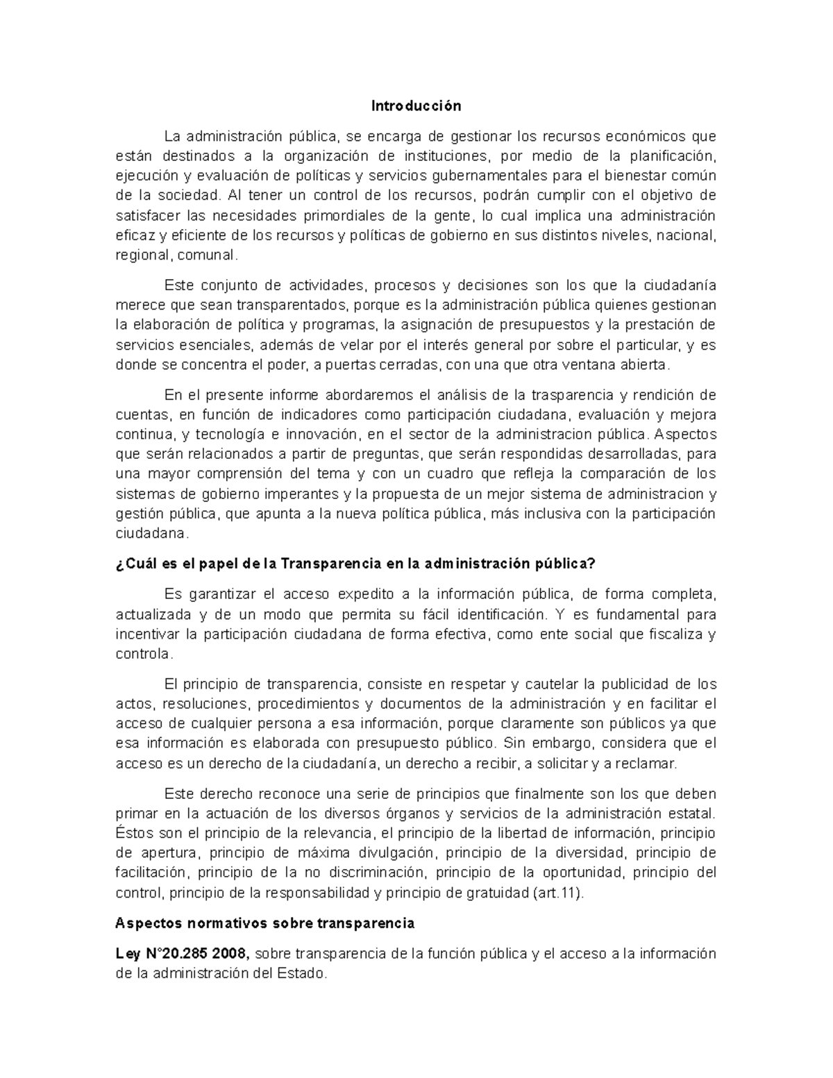 Transparencia y Rendición de Cuentas en la Administración Pública - Studocu