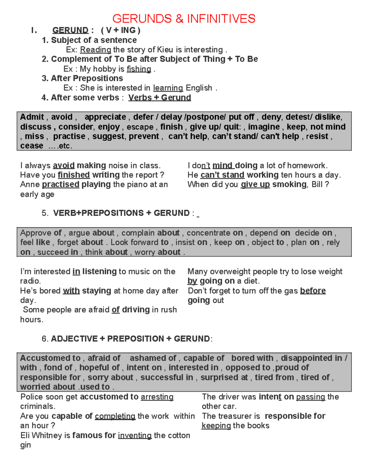 Gerund and Infinitive Study Notes (ENG 12) - Studocu
