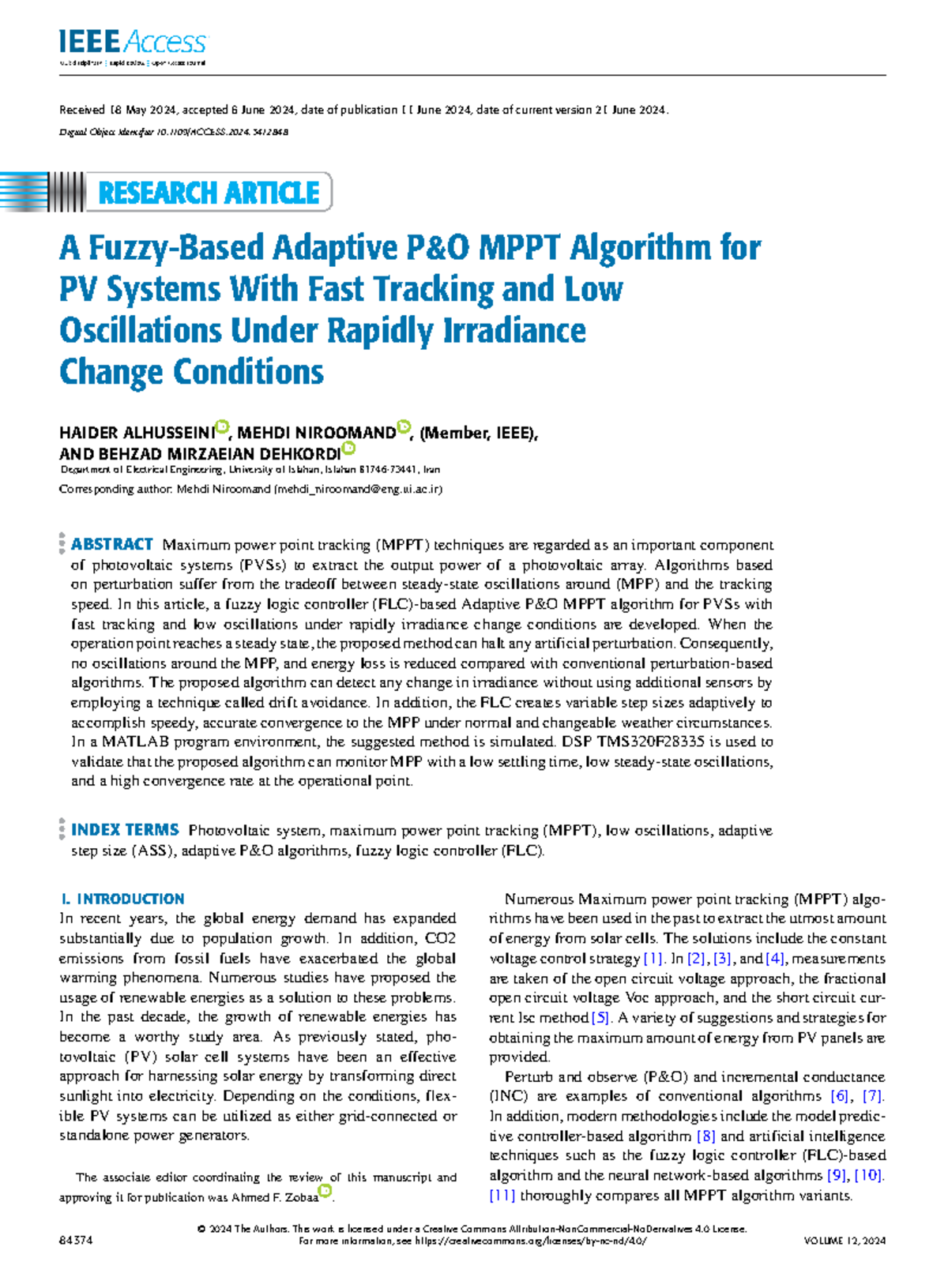 A Fuzzy-Based Adaptive MPPT Algorithm for PV Systems (EE 2024) - Studocu