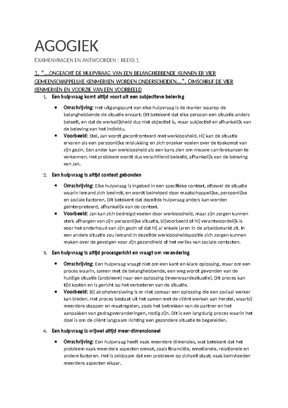 Agogiek Examenvragen EN Antwoorden Reeks 1 - AGOGIEK EXAMENVRAGEN EN ...