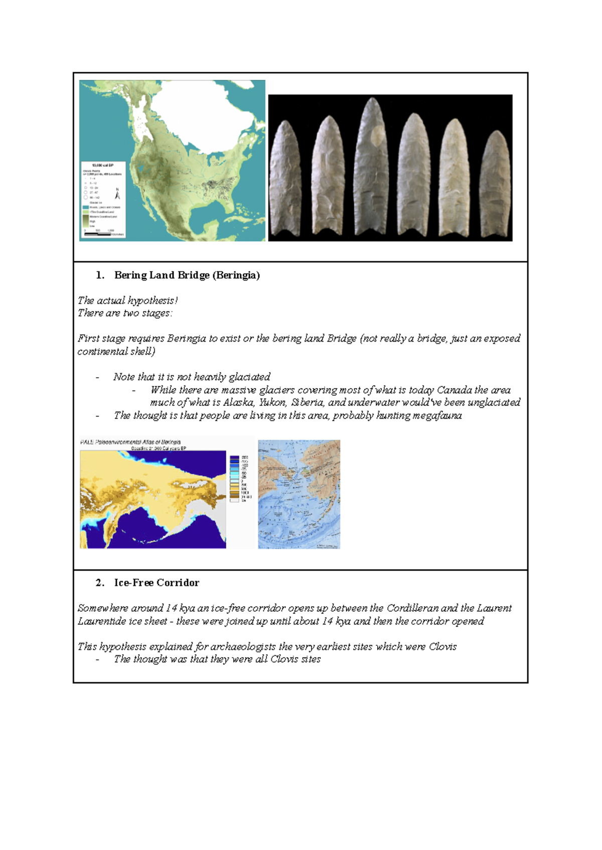 Anthropology Notes (17) - 1. Bering Land Bridge (Beringia) The actual ...