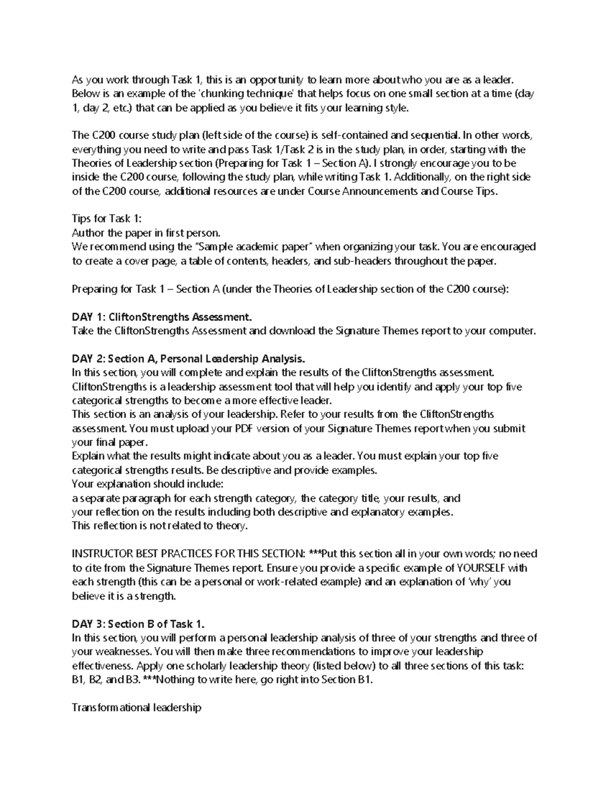 C200 Task 1: Personal Leadership Analysis and Development Steps - Studocu