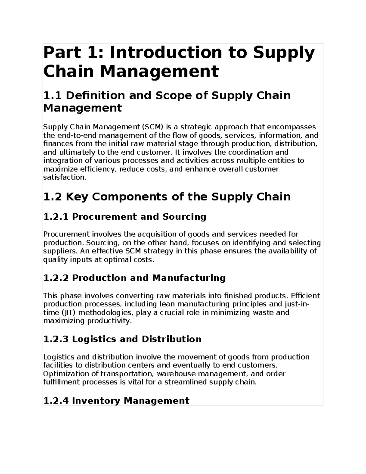 SCM Part I - Hello - Part 1: Introduction to Supply Chain Management 1 ...