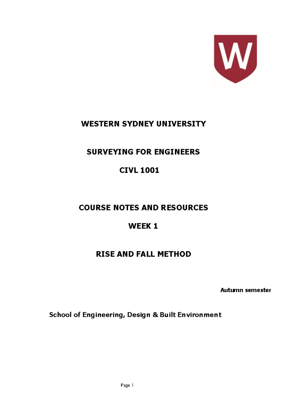 CIVL 1001 Lecture 1 Notes: Introduction to Surveying Techniques - Studocu