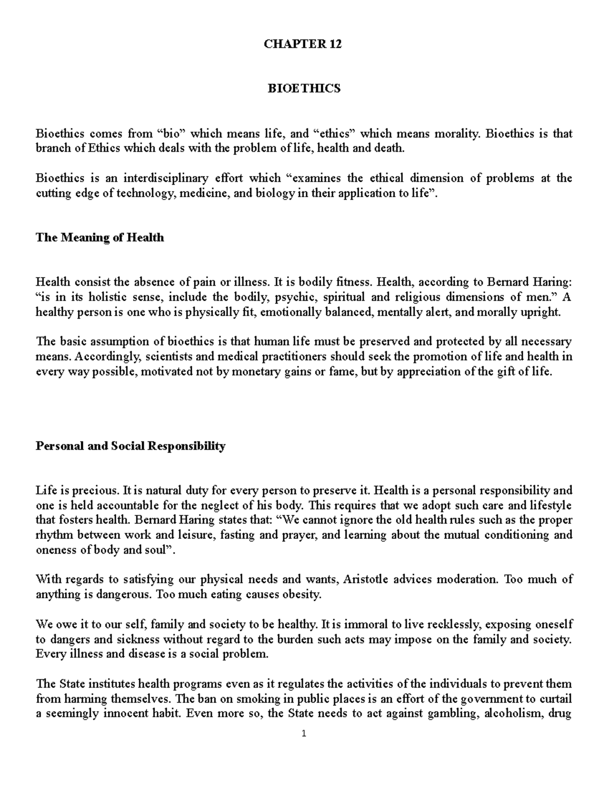 Ethics FM 4: Comprehensive Bioethics Study Notes for Final Exam - Studocu