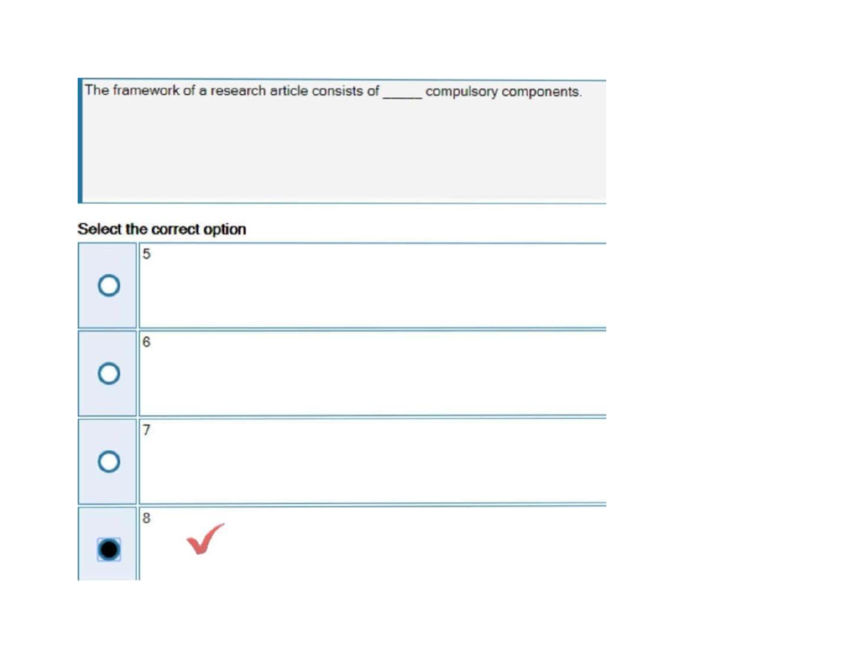 ENG518 Quiz 3 or 4 - Research Article Framework and Components - Studocu