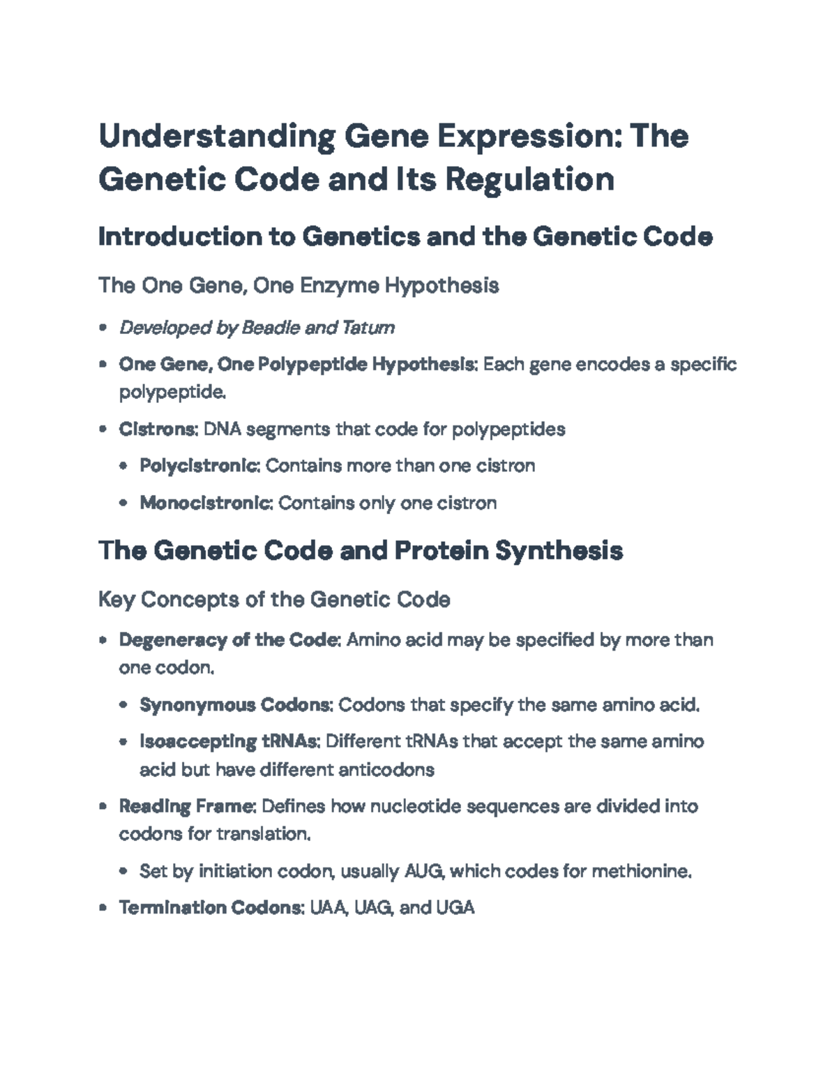 Gene Expression Regulation & Genetic Code: Insights for Genetics 101 ...