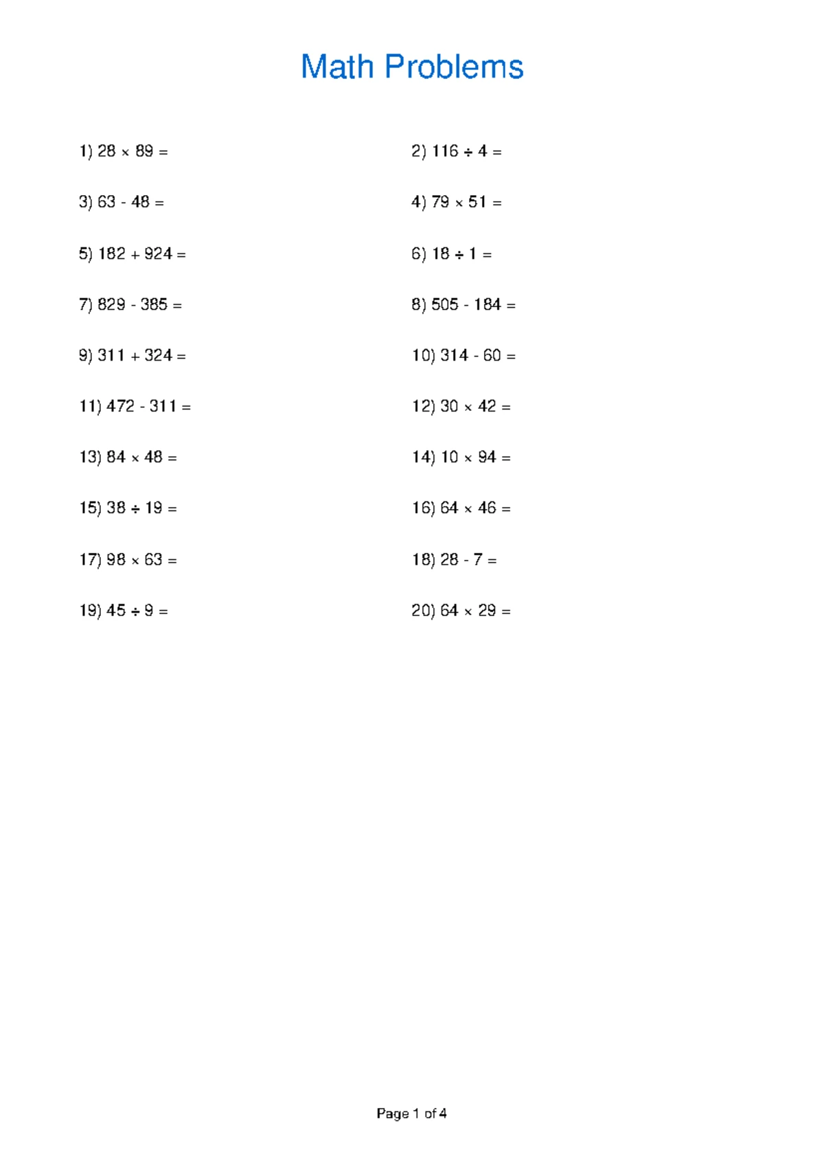 Math Problems & Solutions for Course Code: MATH101 - Studocu