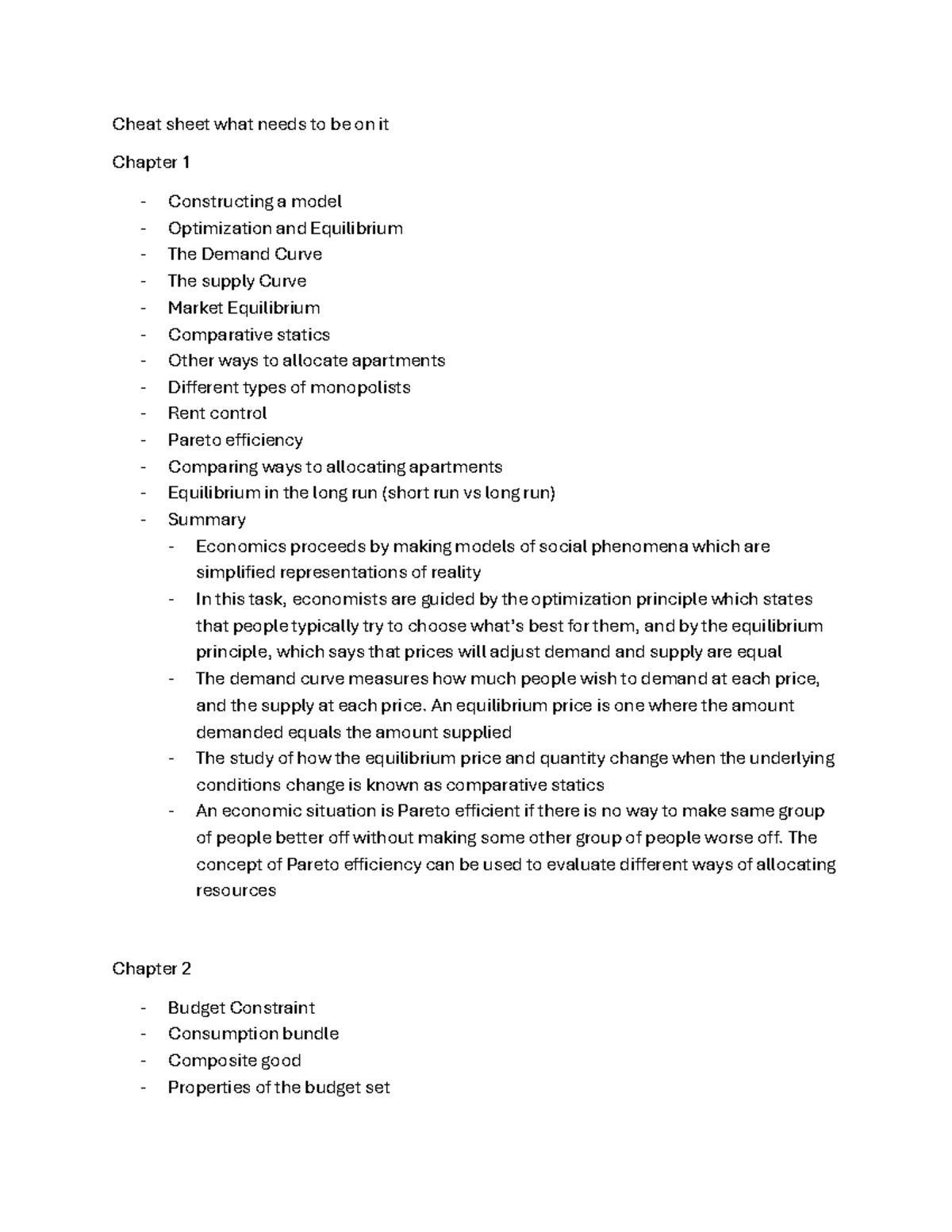 Cheat Sheet: Key Concepts in Economics (ECO 101) - Studocu