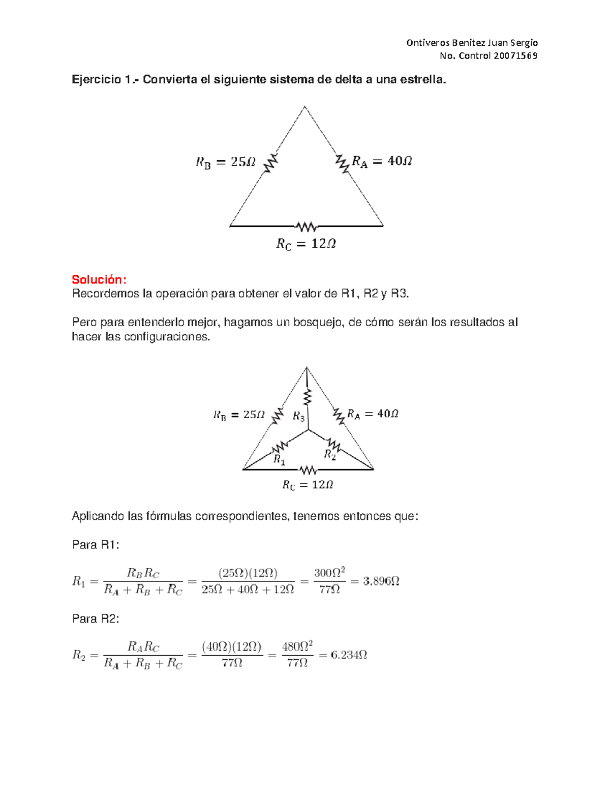 Conversión de Circuitos Delta a Estrella y Viceversa - Ejercicios - Document Preview