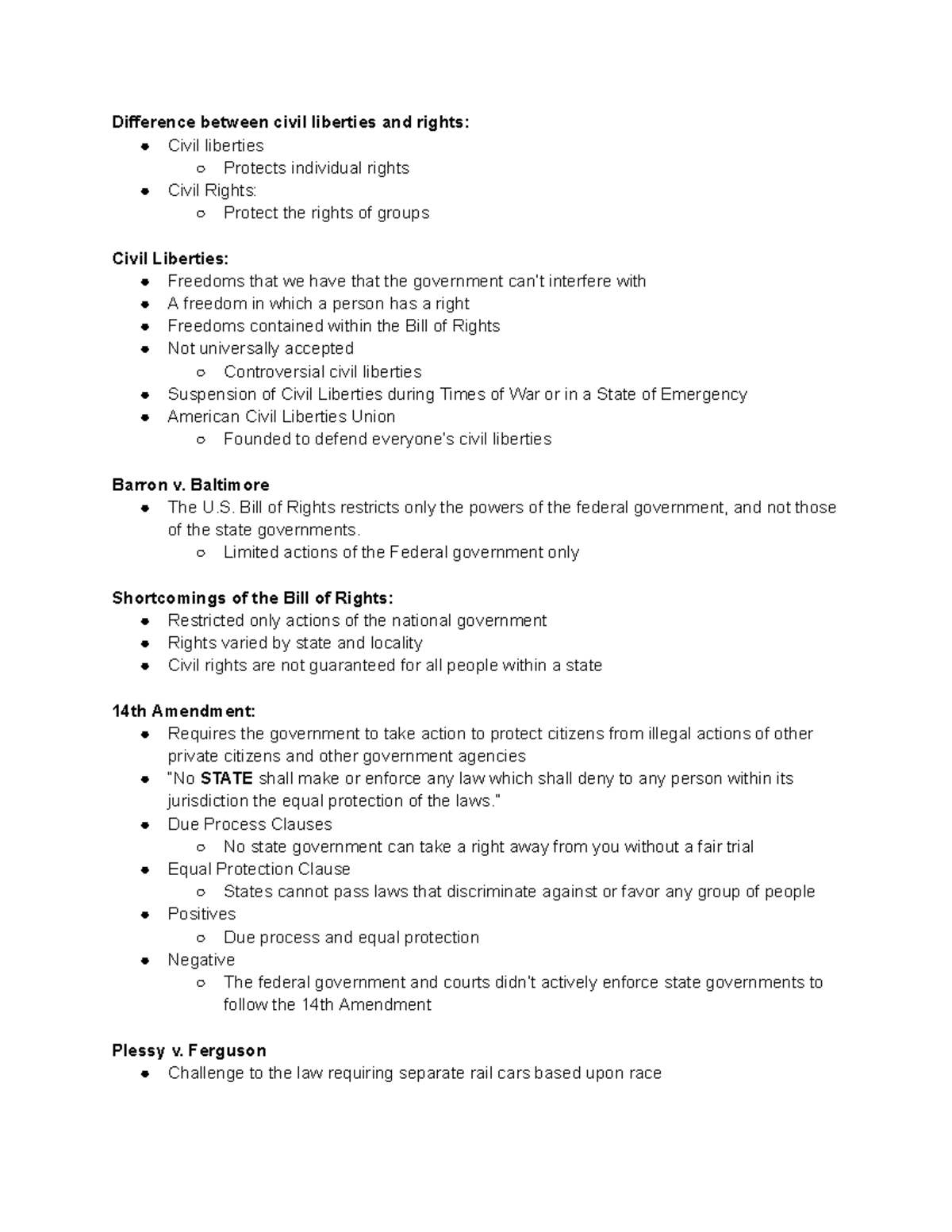 History Chapter 4: Civil Liberties vs. Civil Rights Analysis - Studocu