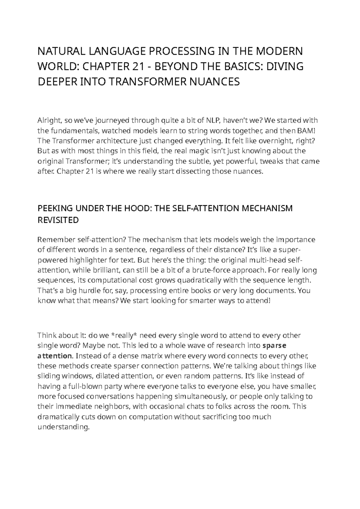 NLP in Action: ICT 101 - Chapter 21 Transformer Nuances Explained - Studocu