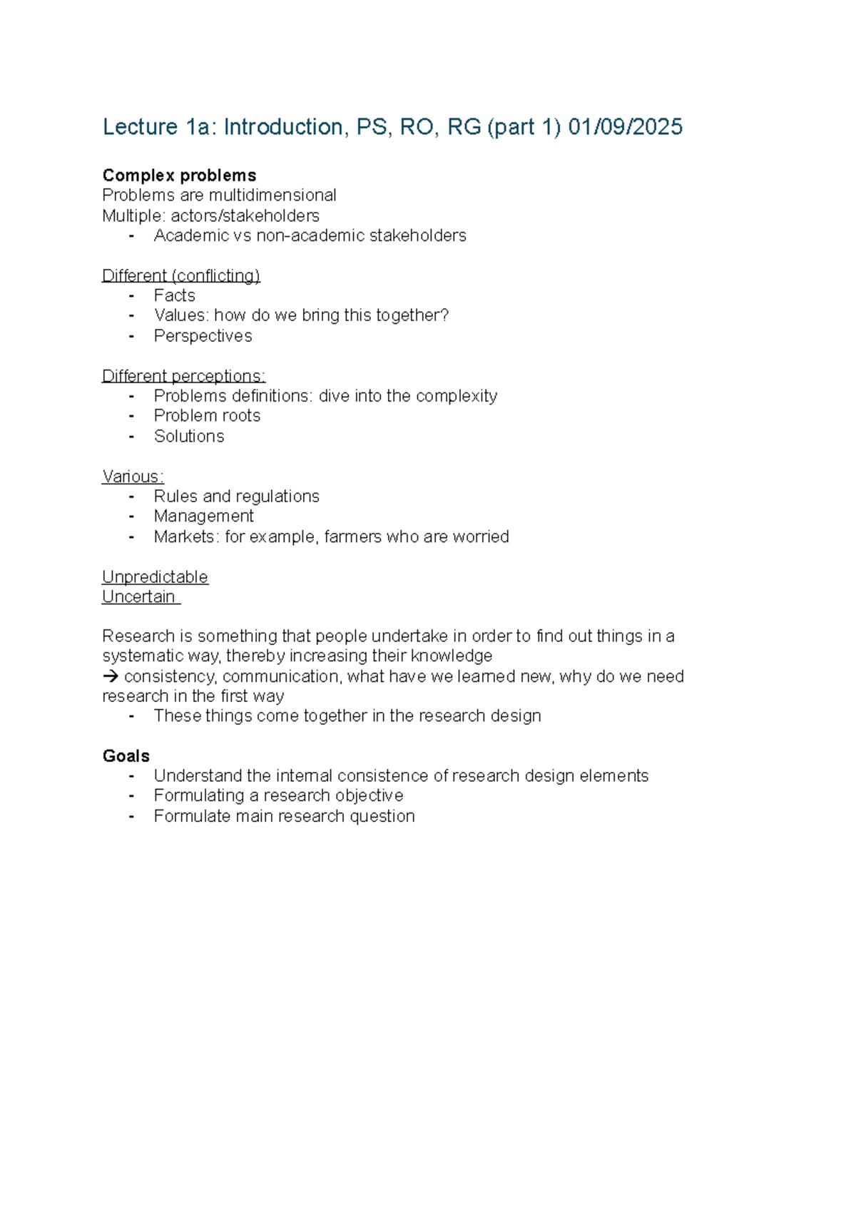 Lecture 1a: Introduction to Complex Problems and Research Design ...