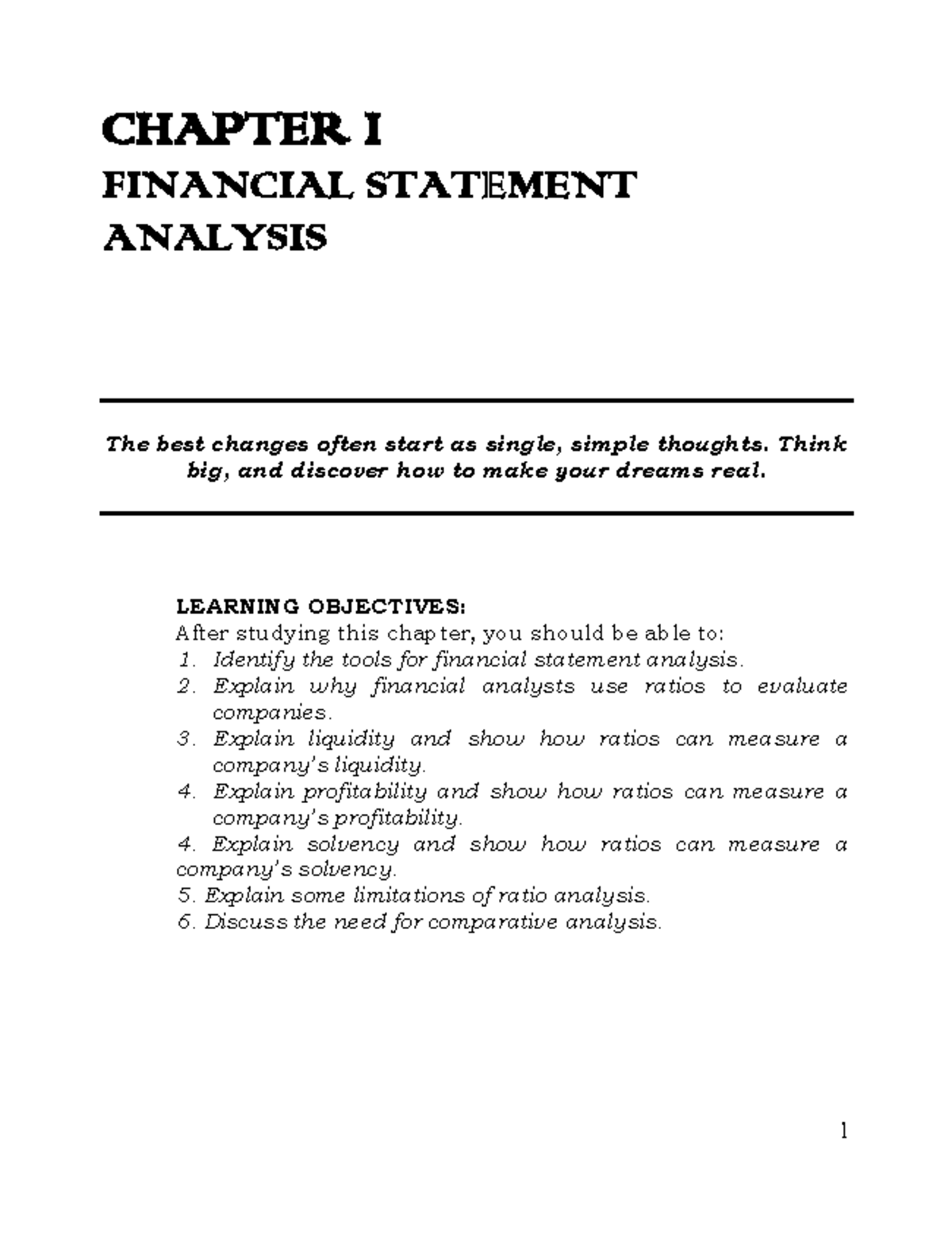 Lecture on Financial Analysis and Reporting - CHAPTER I FINANCIAL ...