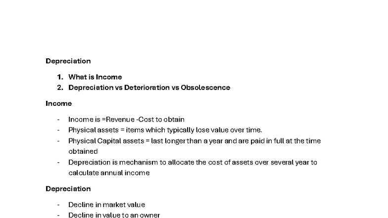 Depreciation Concepts and Calculations: A Comprehensive Guide - Studocu