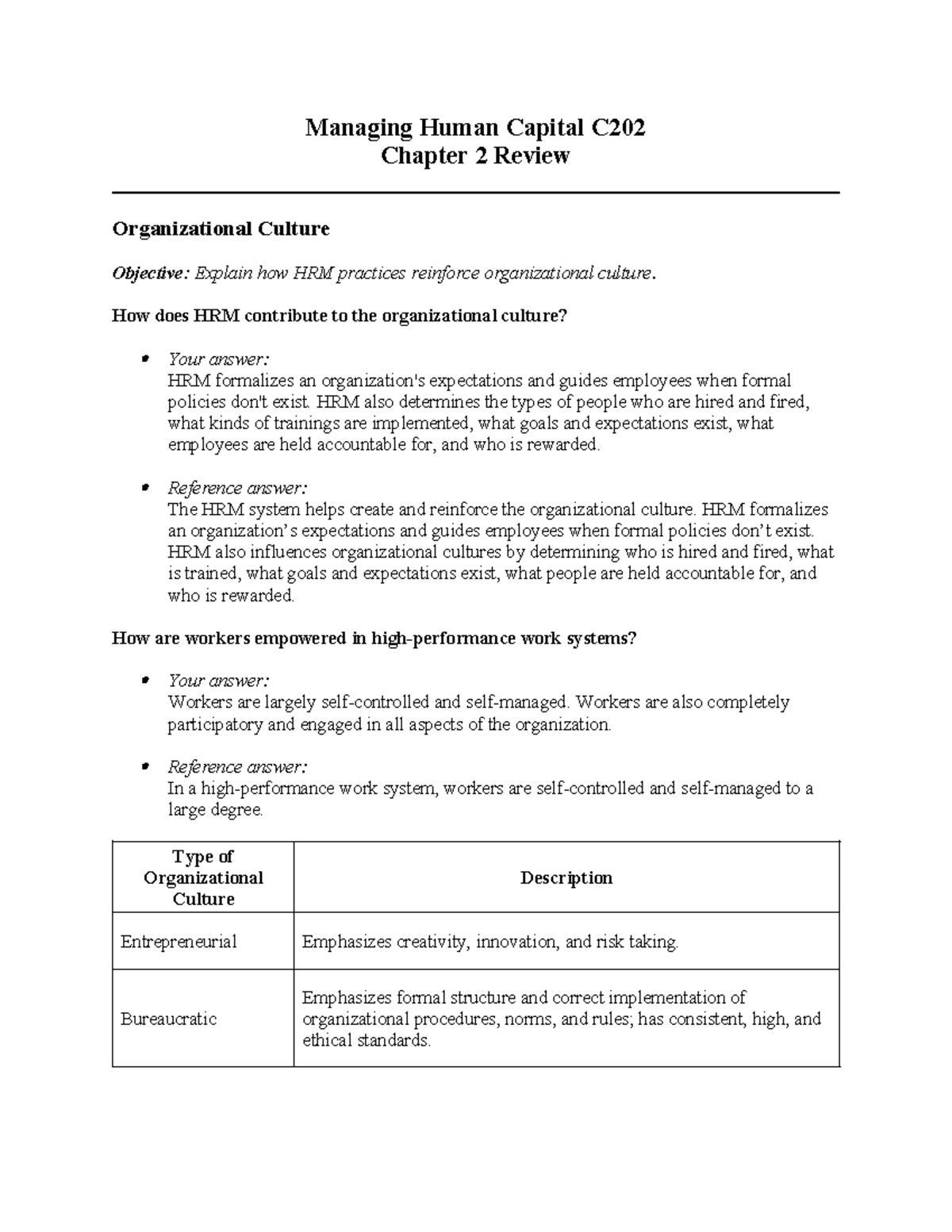 Chapter 2 Review - Managing Human Capital C Chapter 2 Review ...