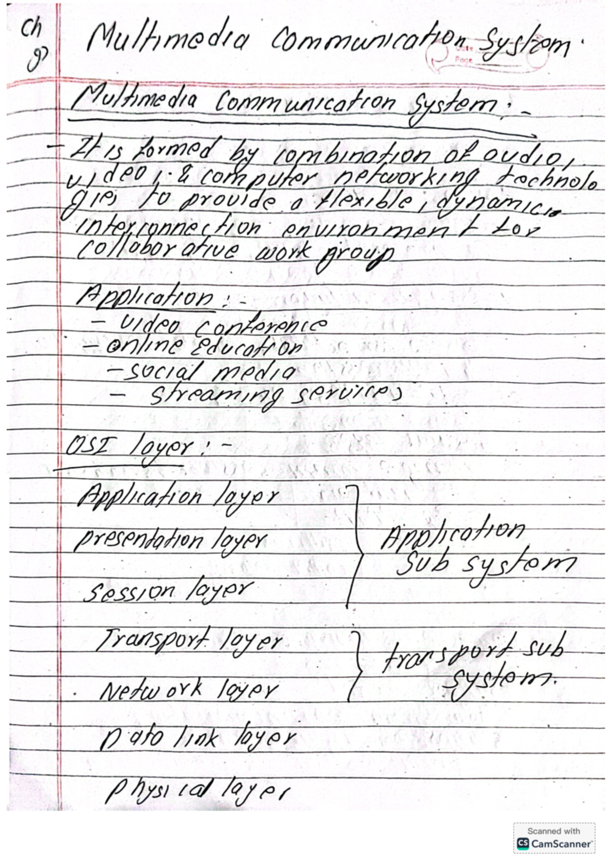 Ch 9 - note - Ch g Multimedia communication. System Page Multimedia ...