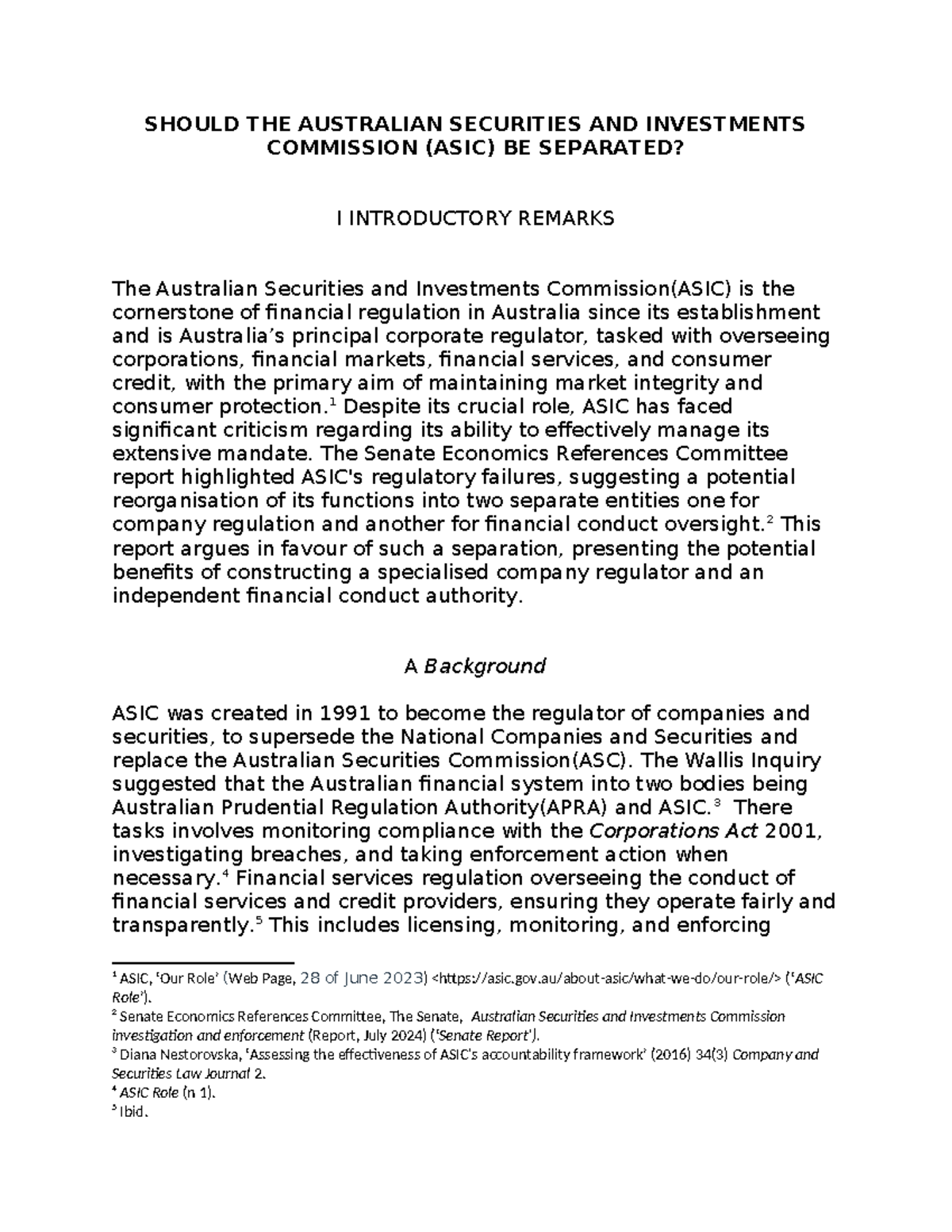 ASIC Separation: Enhancing Regulatory Effectiveness and Market ...