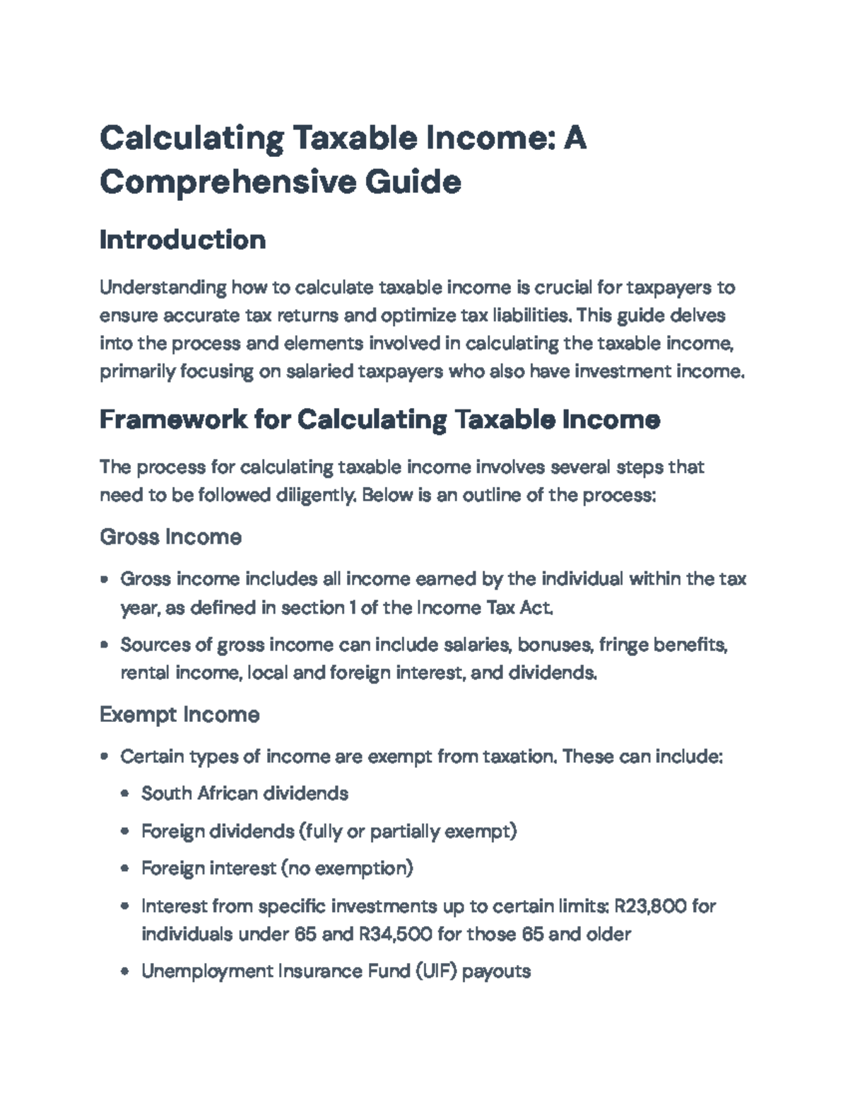 Calculating Taxable Income: A Guide for Taxation 101 Students - Studocu