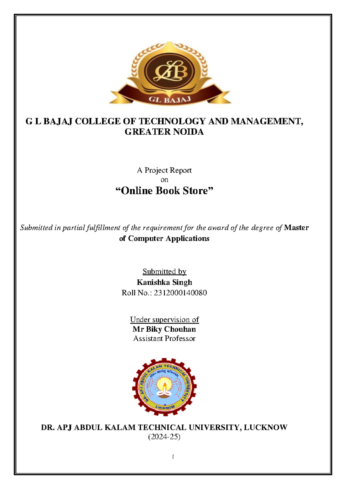 Final Project Report on Online Book Store - MCA 2023 - Studocu