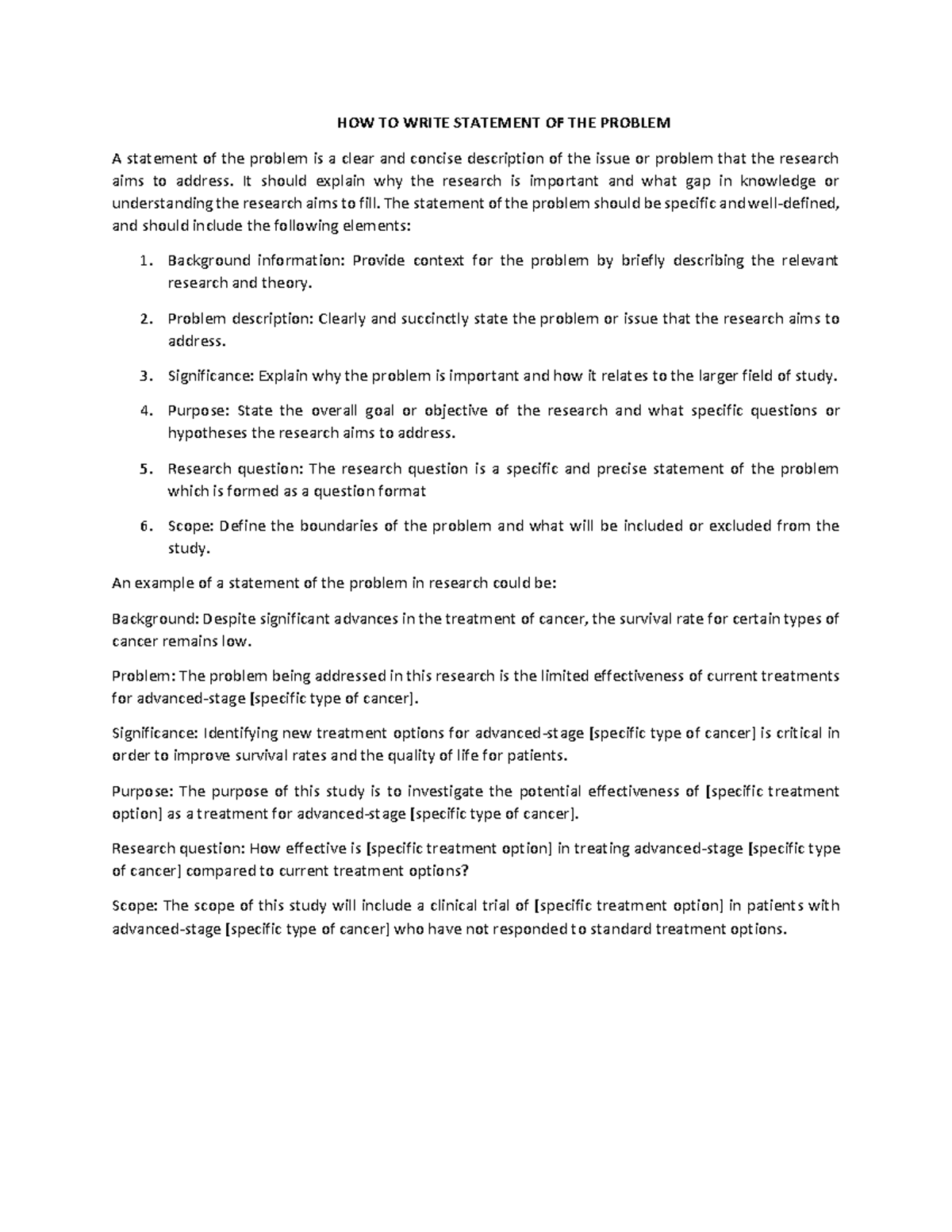 HOW TO Write Statement OF THE Problem - HOW TO WRITE STATEMENT OF THE ...