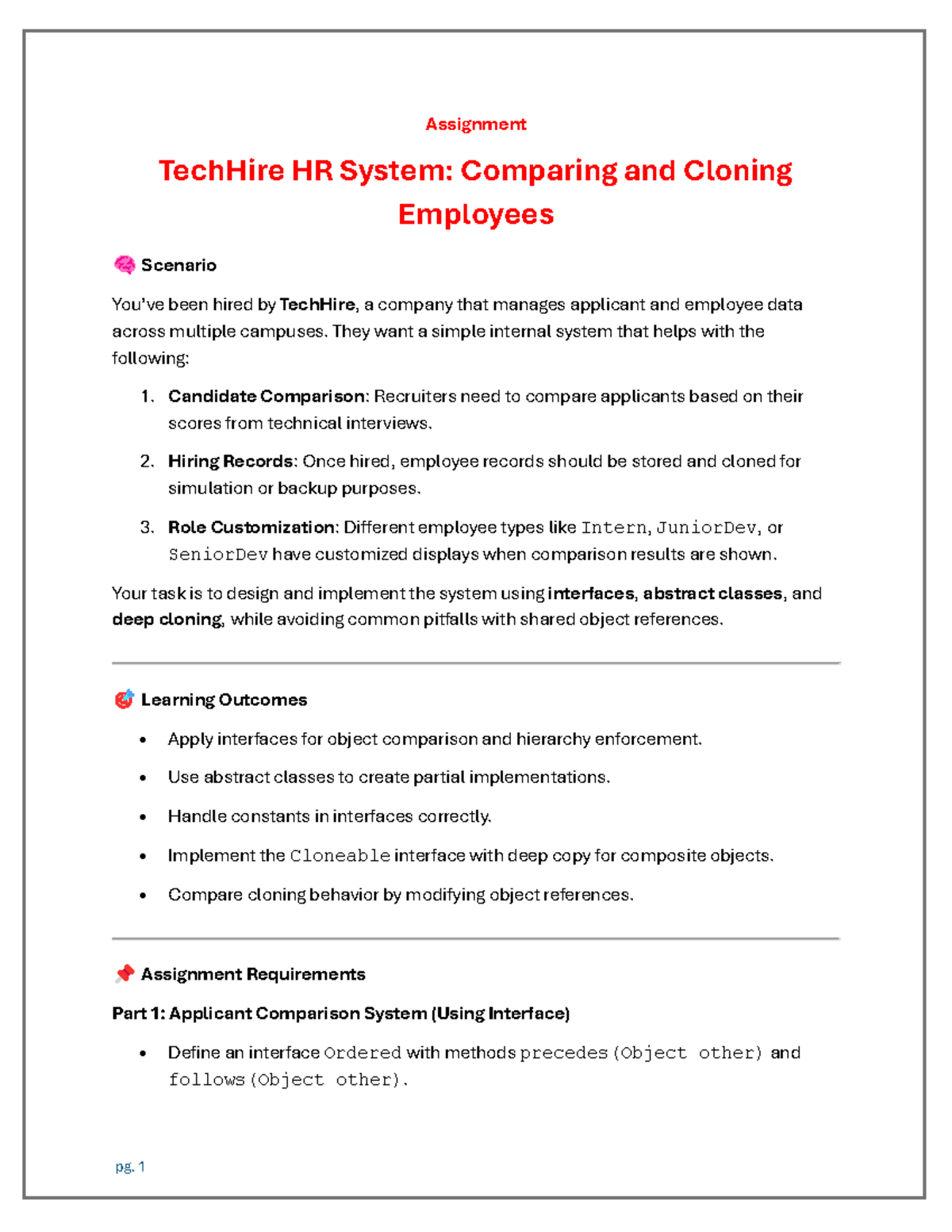 Assignment IT-101: TechHire HR System Design & Employee Cloning - Studocu