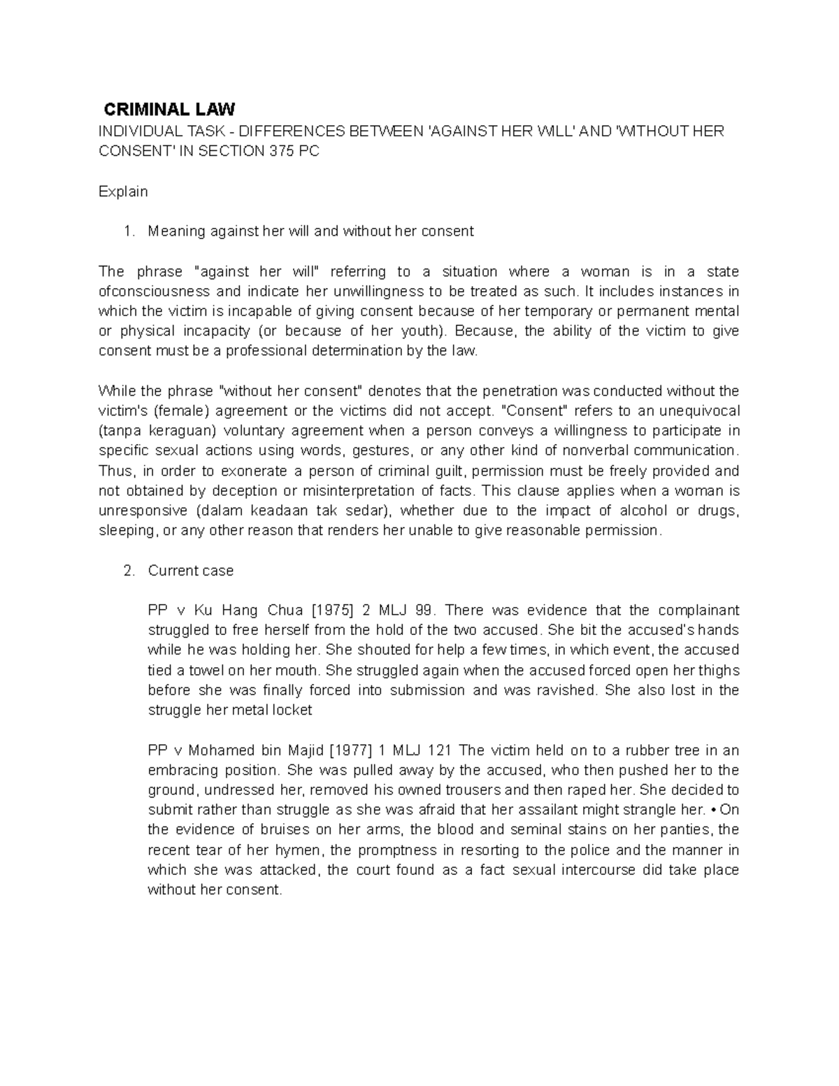 TASK 3 - RAPE CASES - Tutorial on Legal Definitions & Examples - Studocu