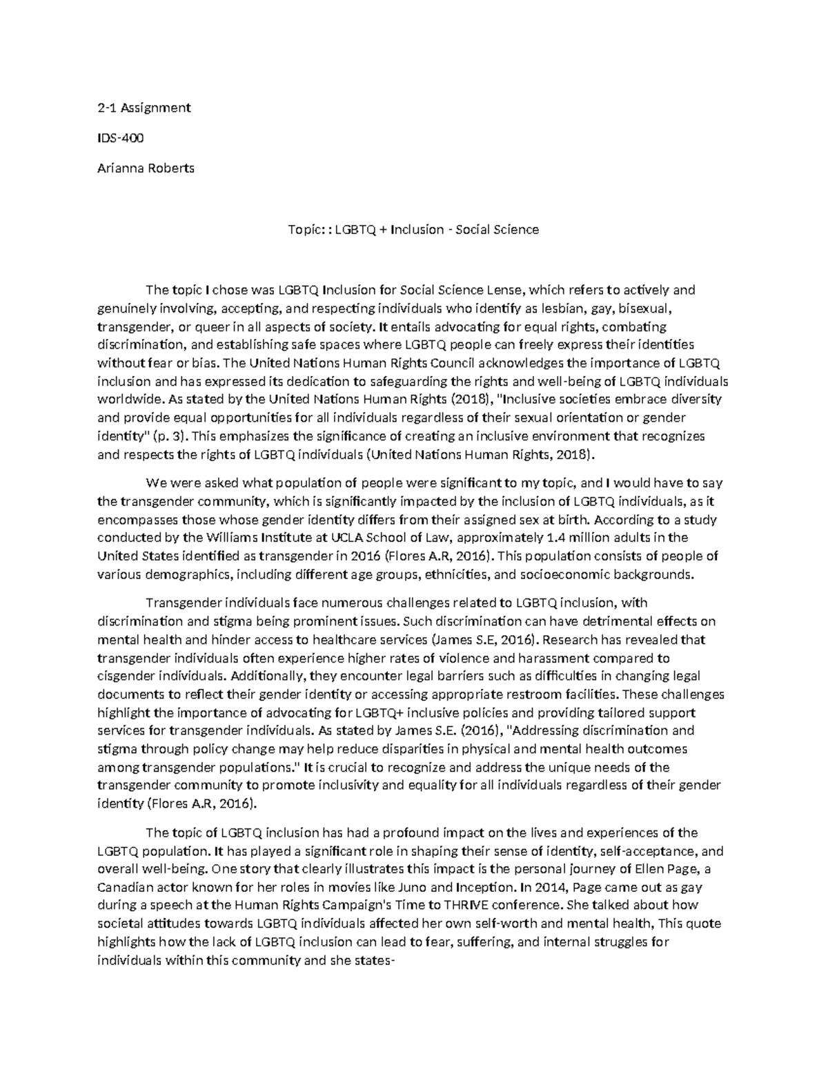 LGBTQ+ Inclusion in Social Science: IDS400 2-1 Assignment Analysis ...