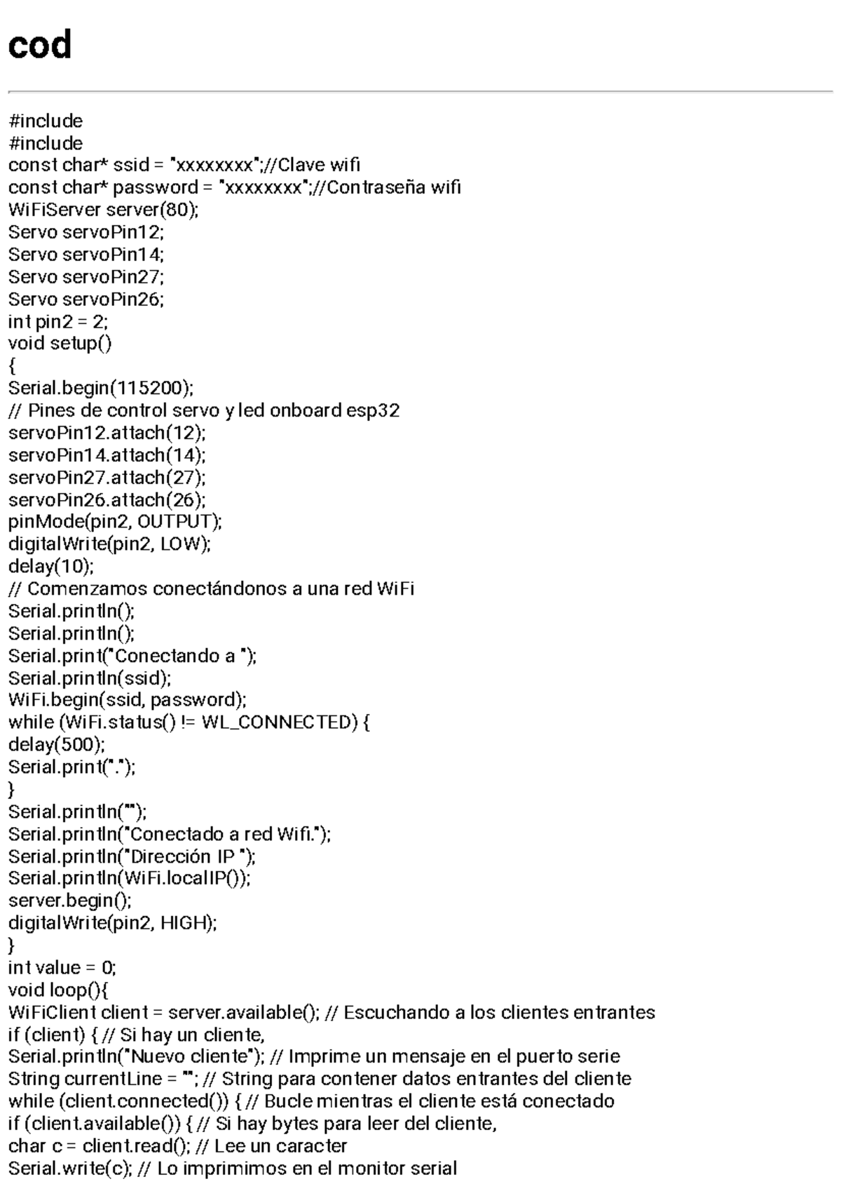 ESP32 WiFi Control Code - Lab Session Example (20241023) - Studocu