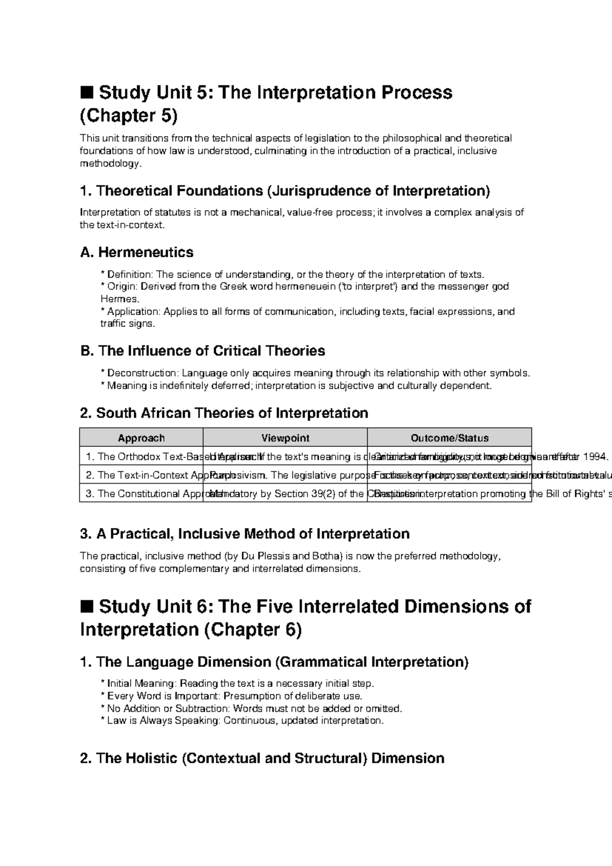 Study Notes: Unit 5 & 6 - Interpretation Process & Dimensions - Studocu