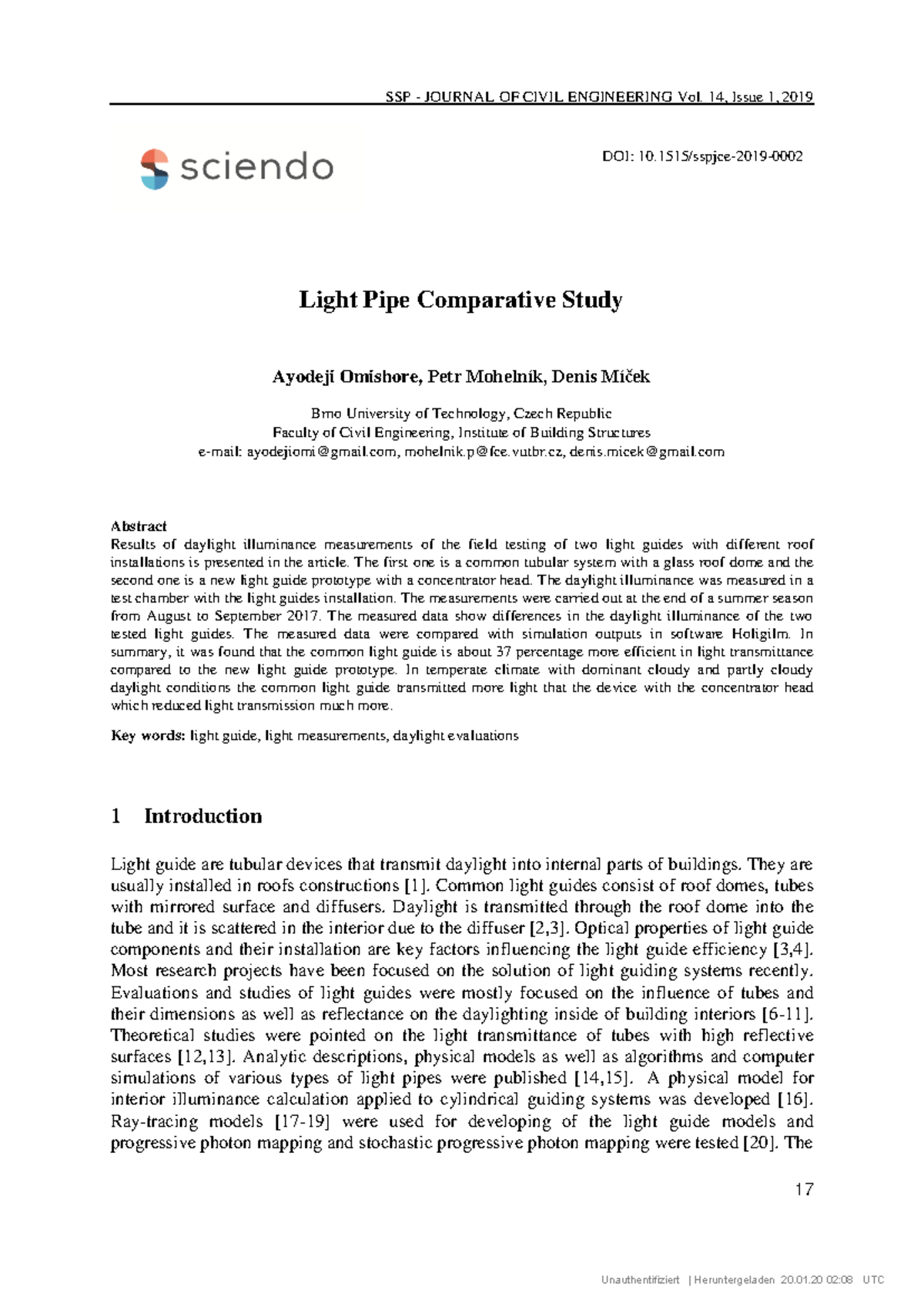 Light Pipe Comparative Study - SSP - JOURNAL OF CIVIL ENGINEERING Vol ...