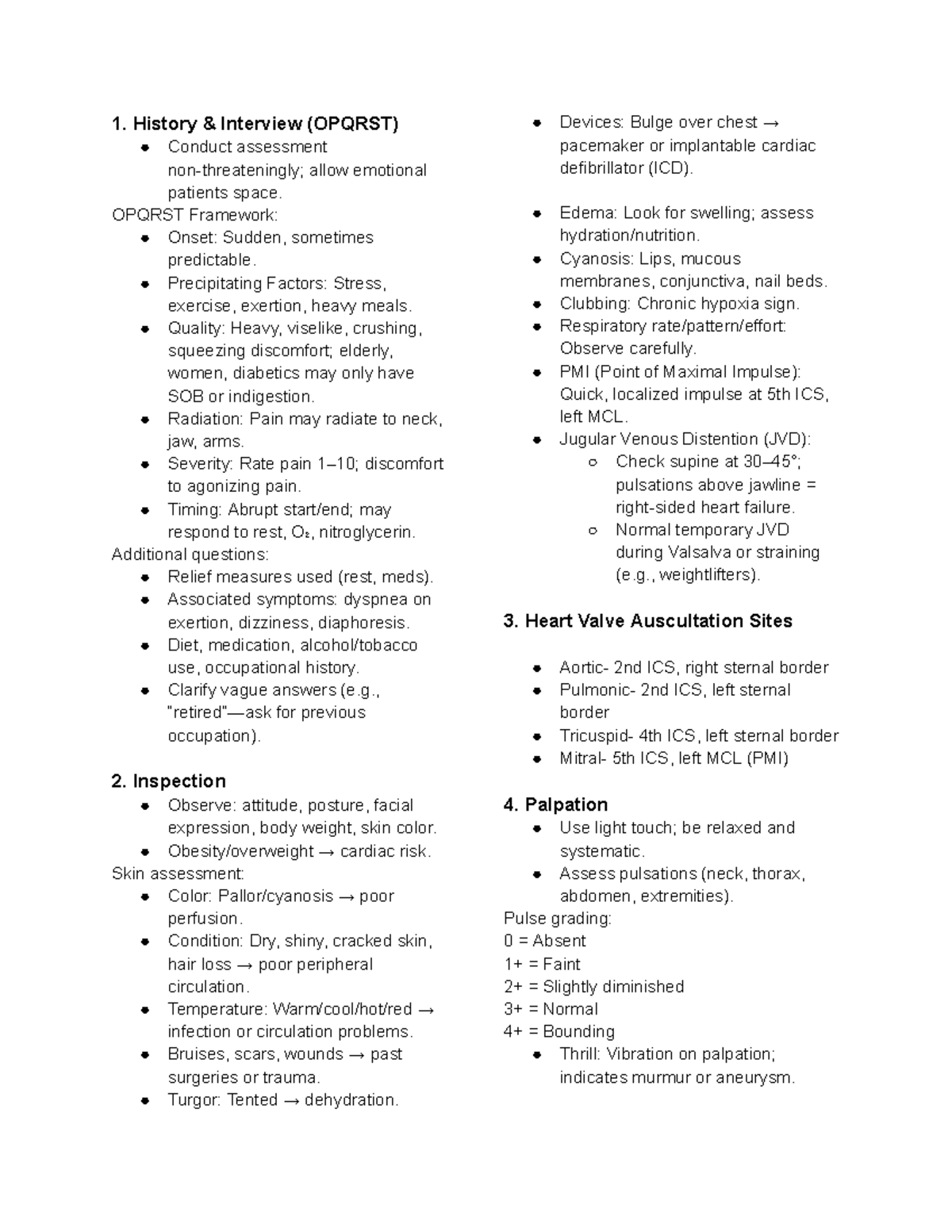 Summary of Cardiac Assessment Techniques and Heart Failure (NUR 101 ...