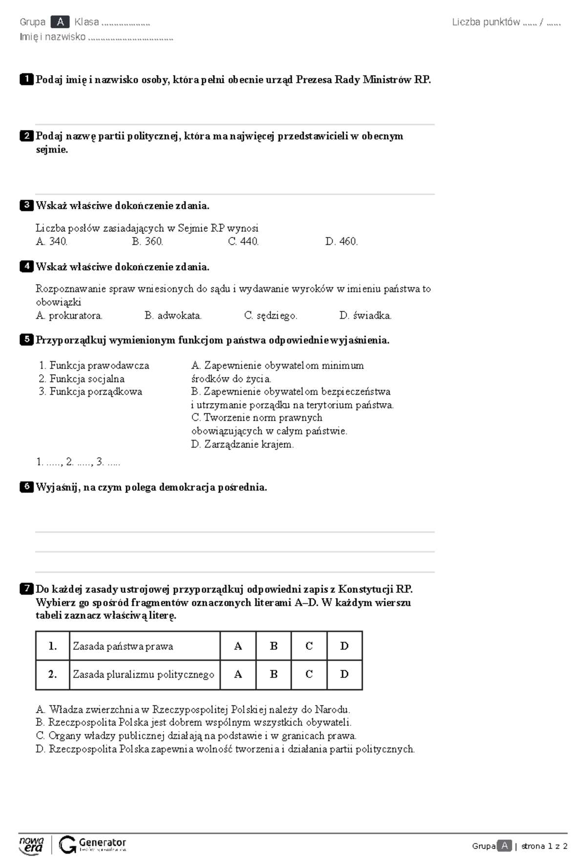 Sprawdzian Wos Operon Liceum 2.1 2.2 2.3 www.studocu.com