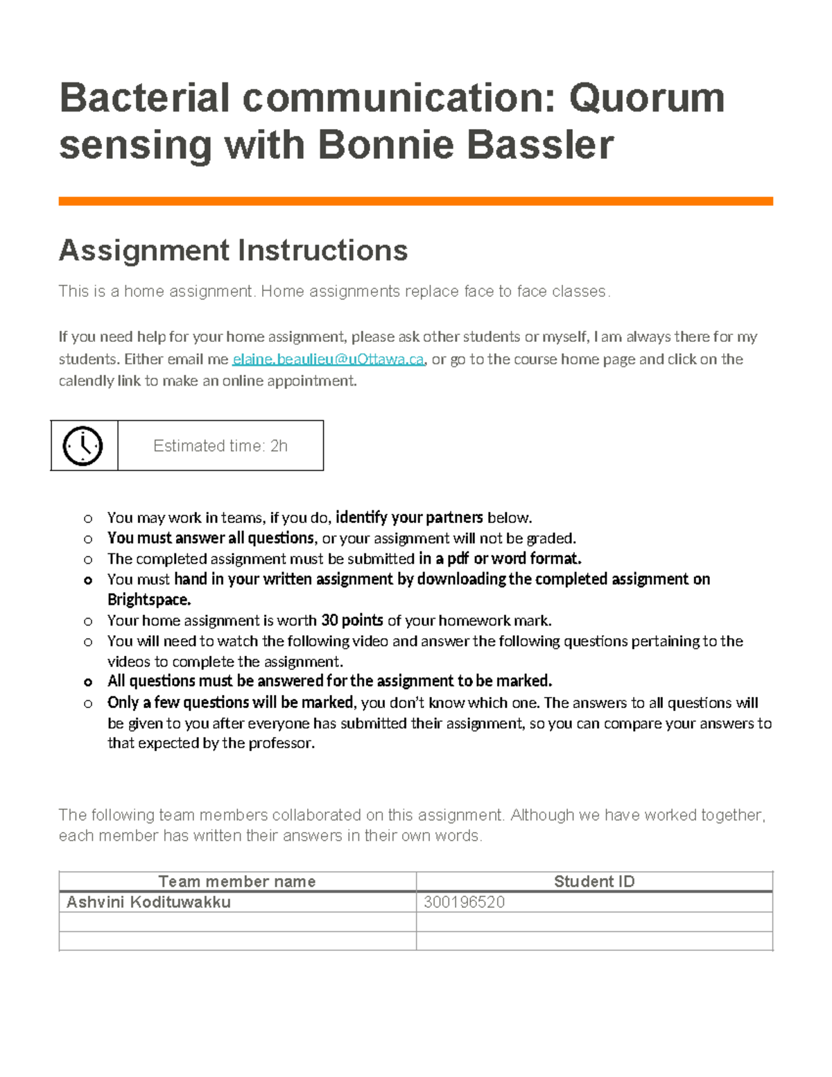 Quorum Sensing Assignment - Case Study 4 - Dr. Bassler Insights - Studocu