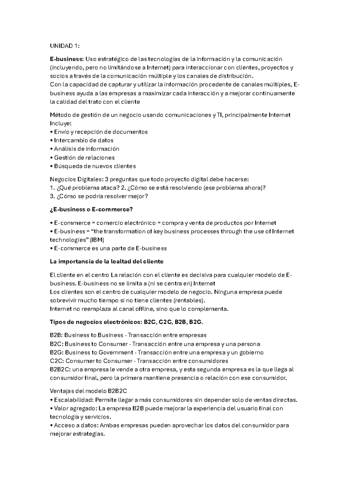 E-Business: Estrategias y Modelos de Negocio (UNIDAD 1 y 2) - Studocu
