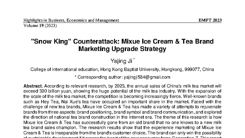 EMFT 2023 Case Study: Mixue Ice Cream Tea's Brand Marketing Strategy ...