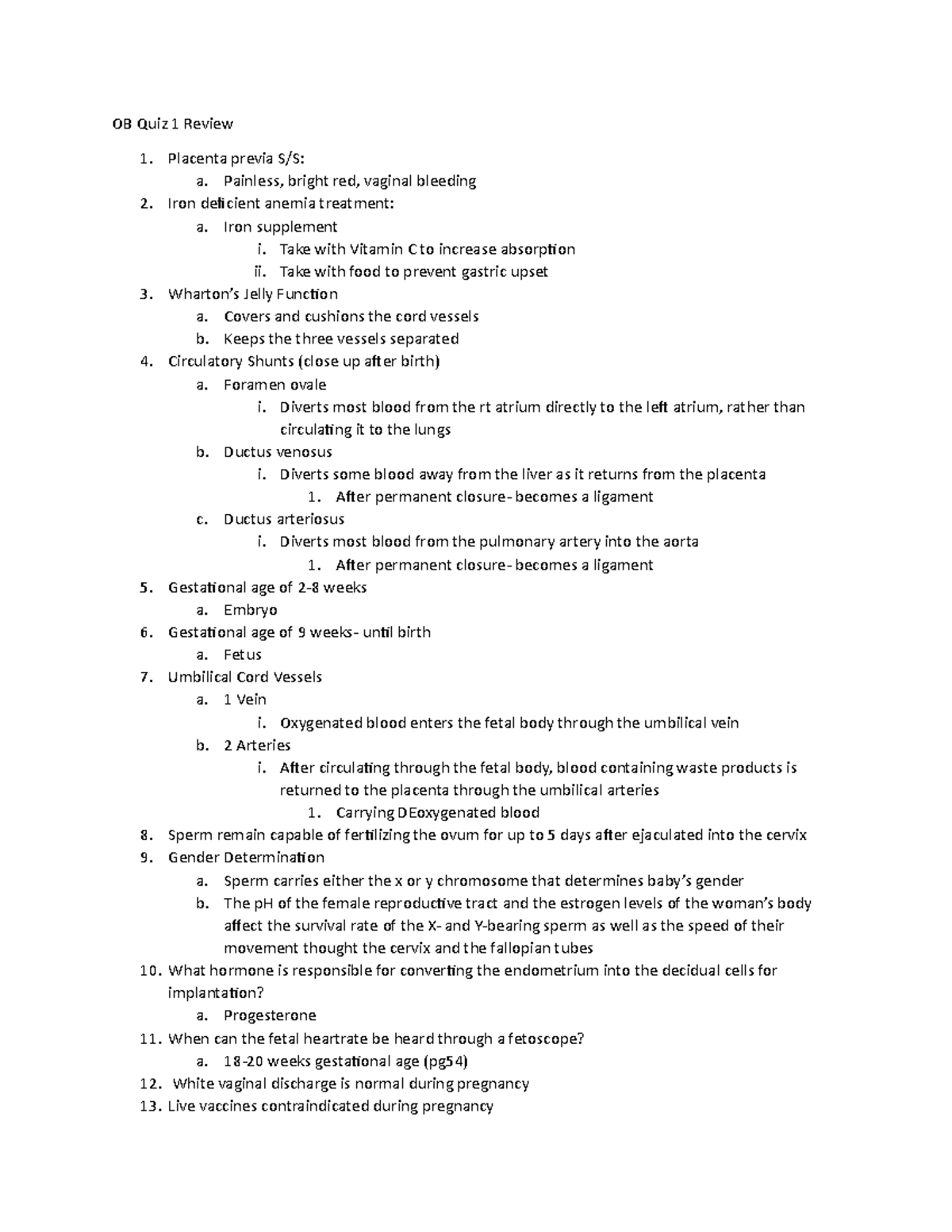 OB Quiz 1 Study Notes: Key Concepts & Review Insights - Studocu