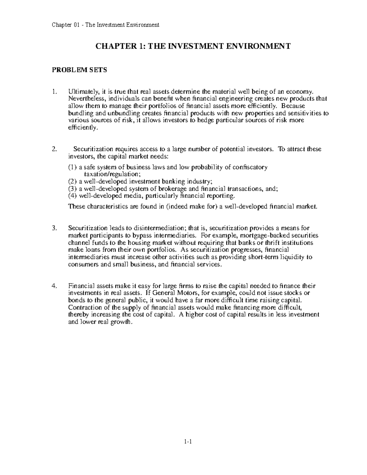 Solutions Chapter 01 - Understanding the Investment Environment - Studocu