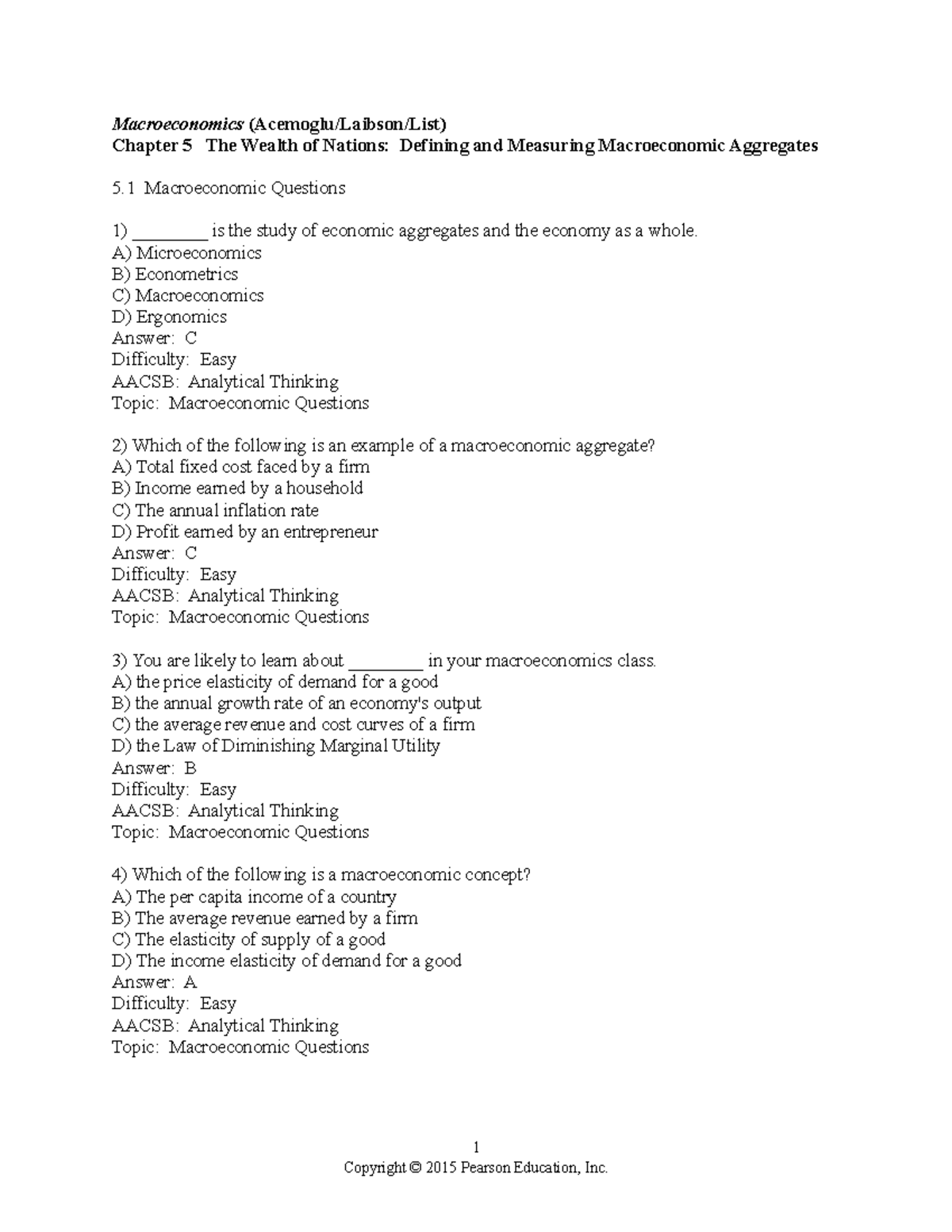 Chapter 05 - Macroeconomics Practice Questions and Concepts - Document Preview