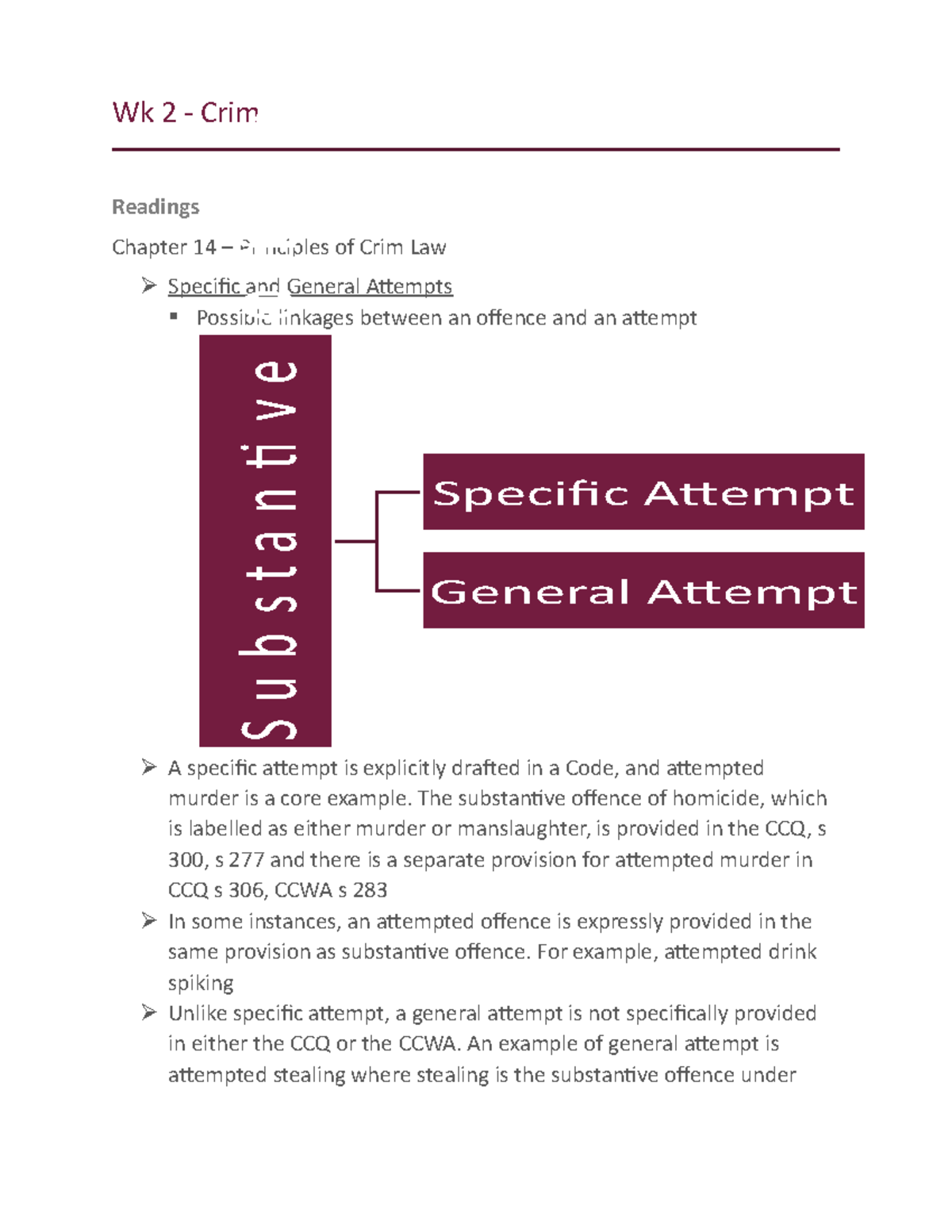Wk 2 - Crim Readings - Wk 2 Chapter Notes from Principles of Criminal ...
