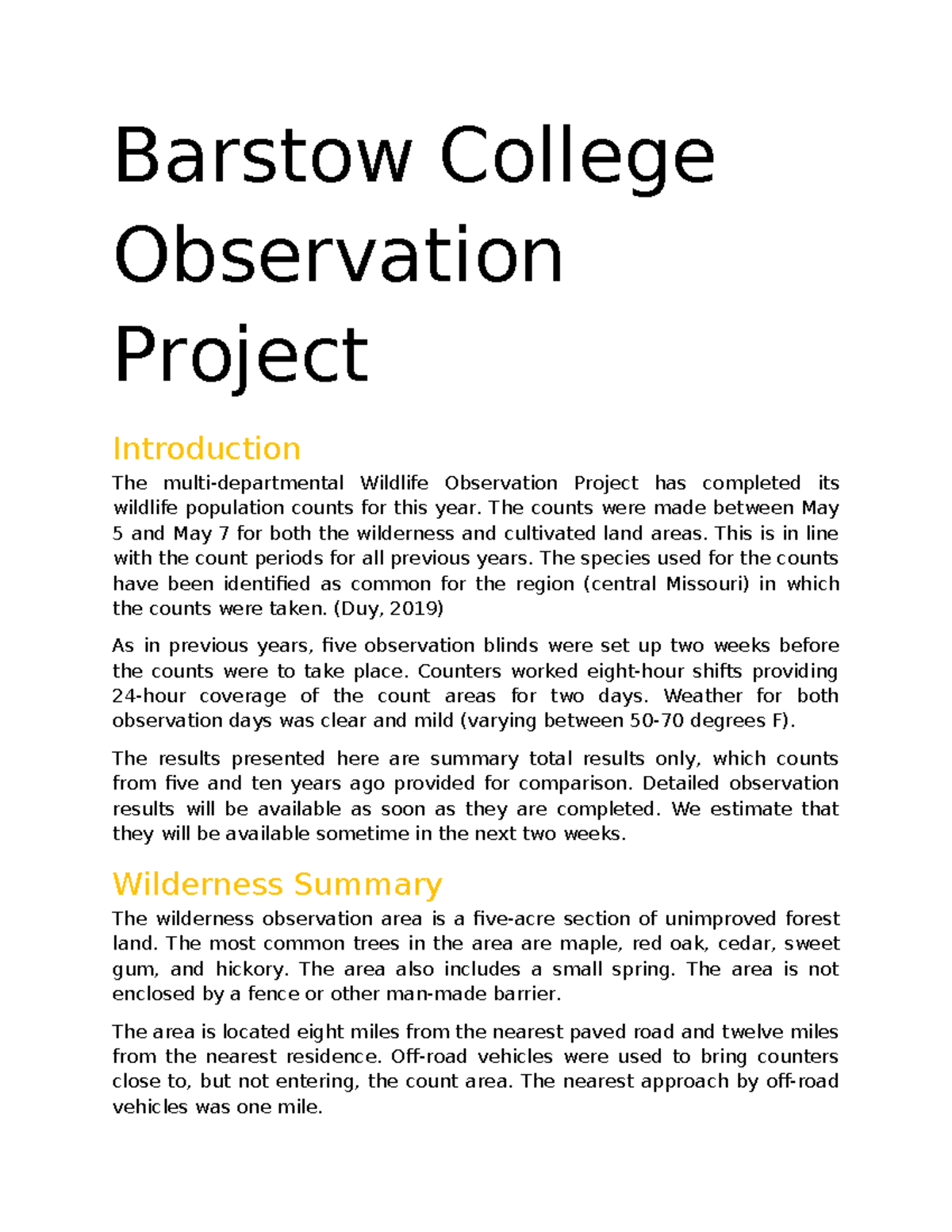 Barstow College Observation Project - Barstow College Observation ...