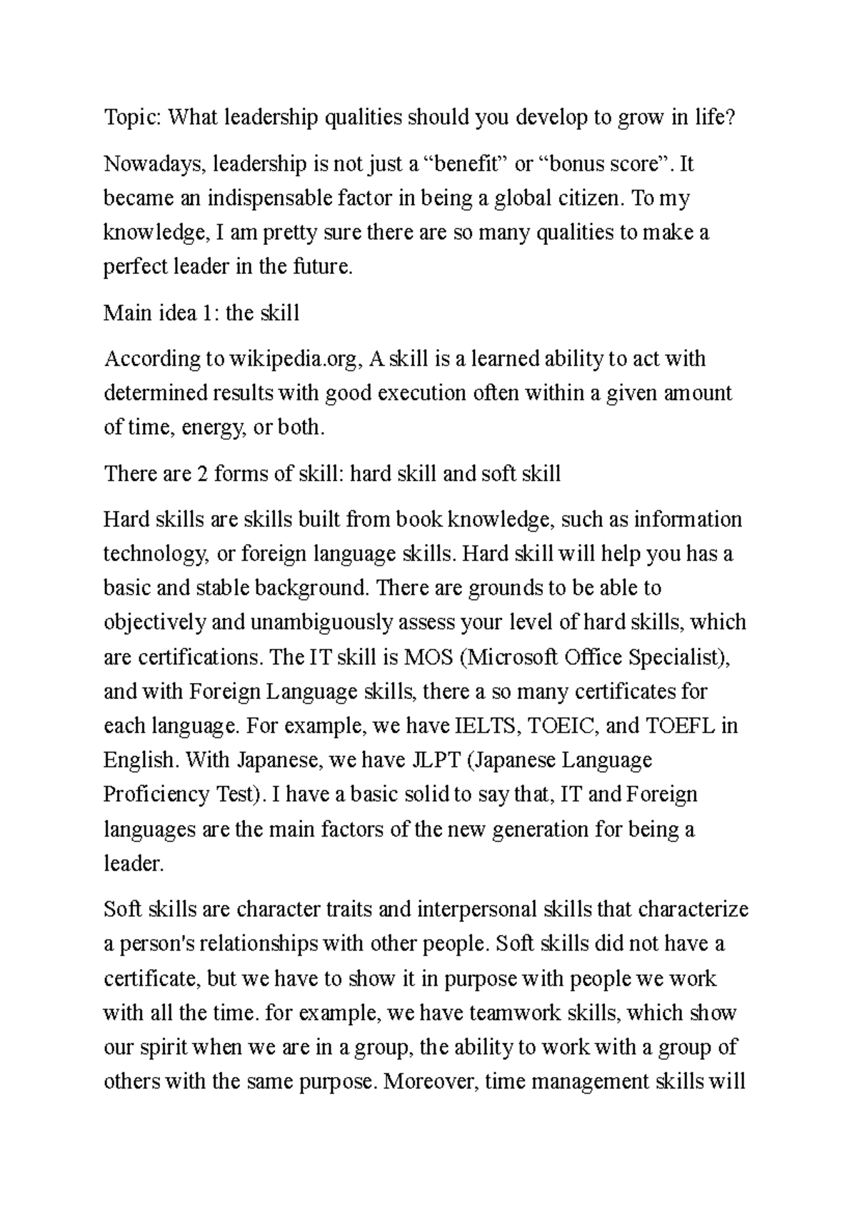 Leasership quality - THAM KHẢO - Topic: What leadership qualities ...