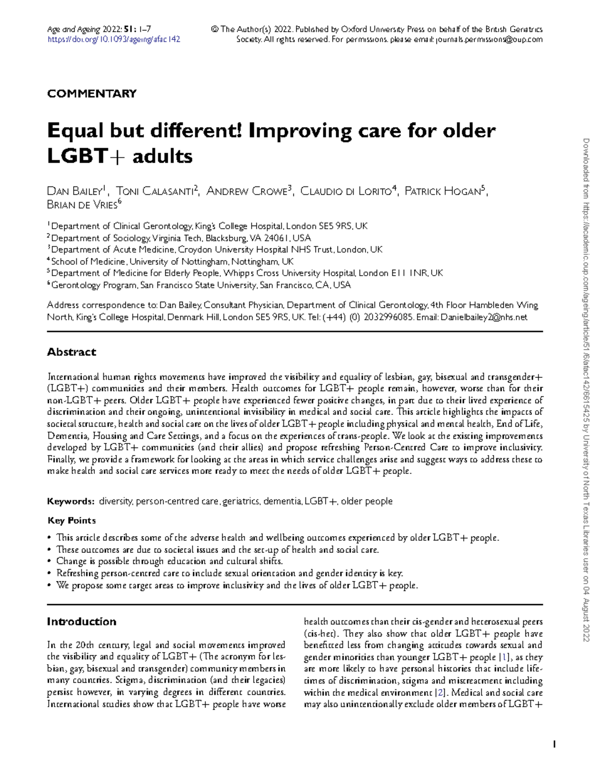 Improving Care for Older LGBT+ Adults: Addressing Health Disparities ...
