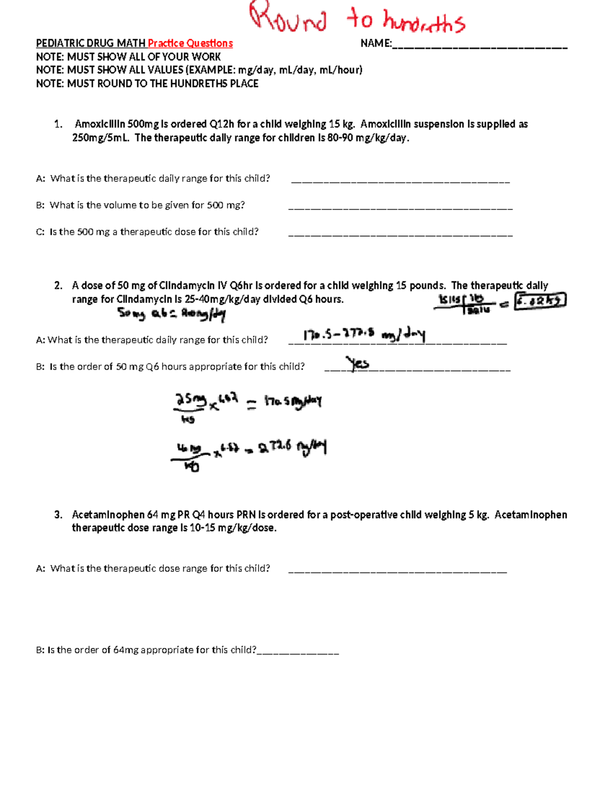 Pediatric Drug Math Test Practice Version - Essential Dosage ...