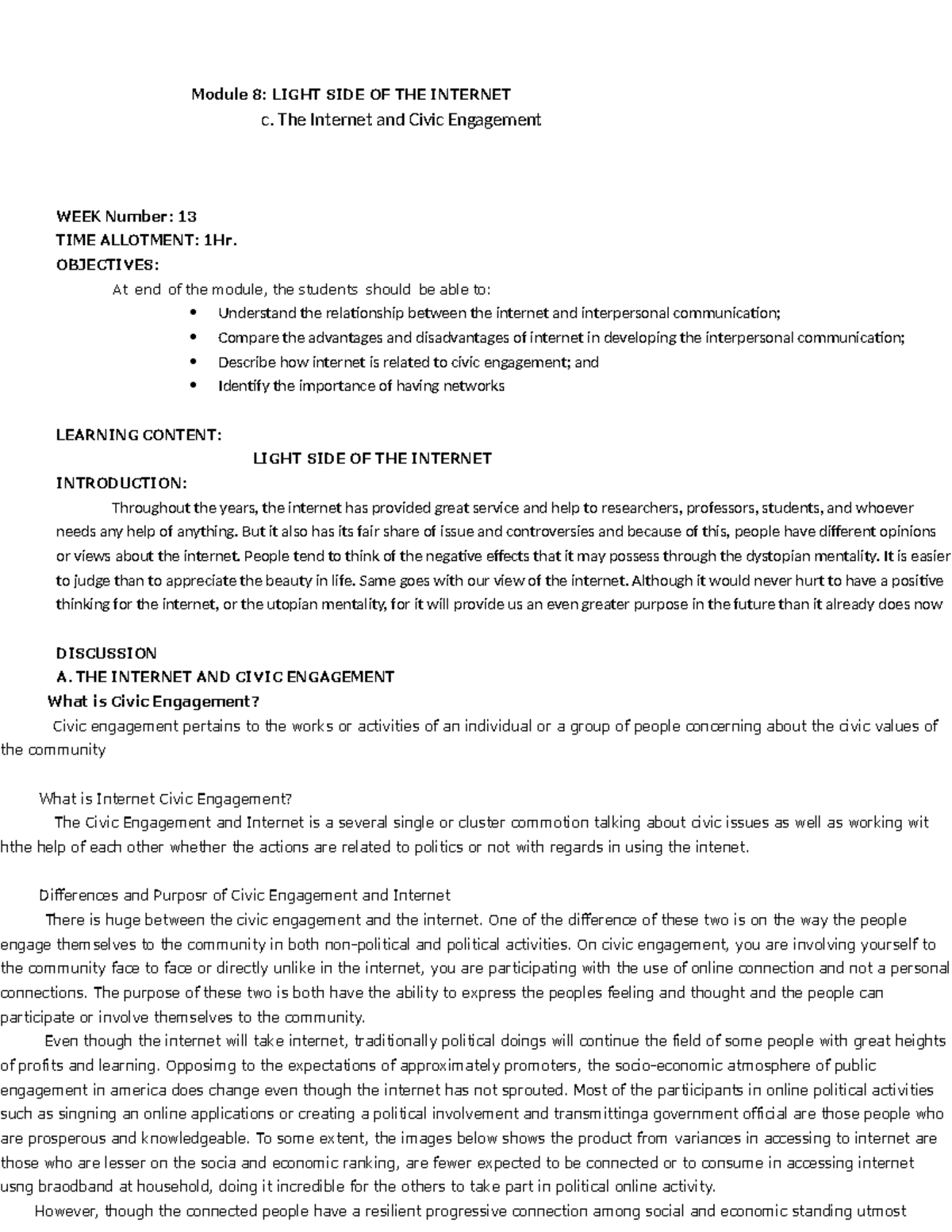 GEC-007a-WEEK-13 - Module 13 – information technology - Module 8: LIGHT ...